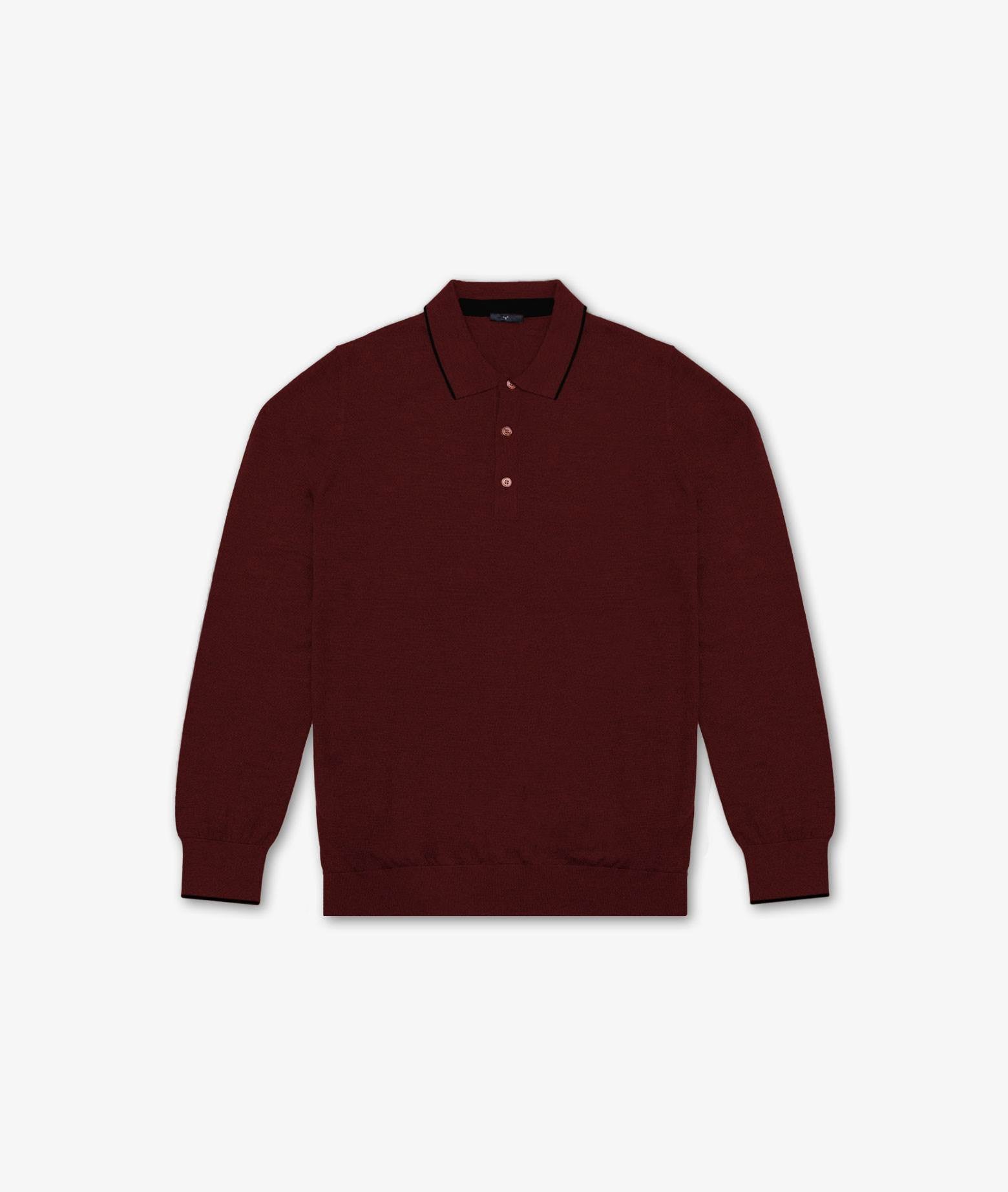 Long Sleeve Polo Shirt Darkred Pullover M/lunga