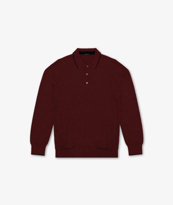 Long Sleeve Polo Shirt Darkred Pullover M/lunga