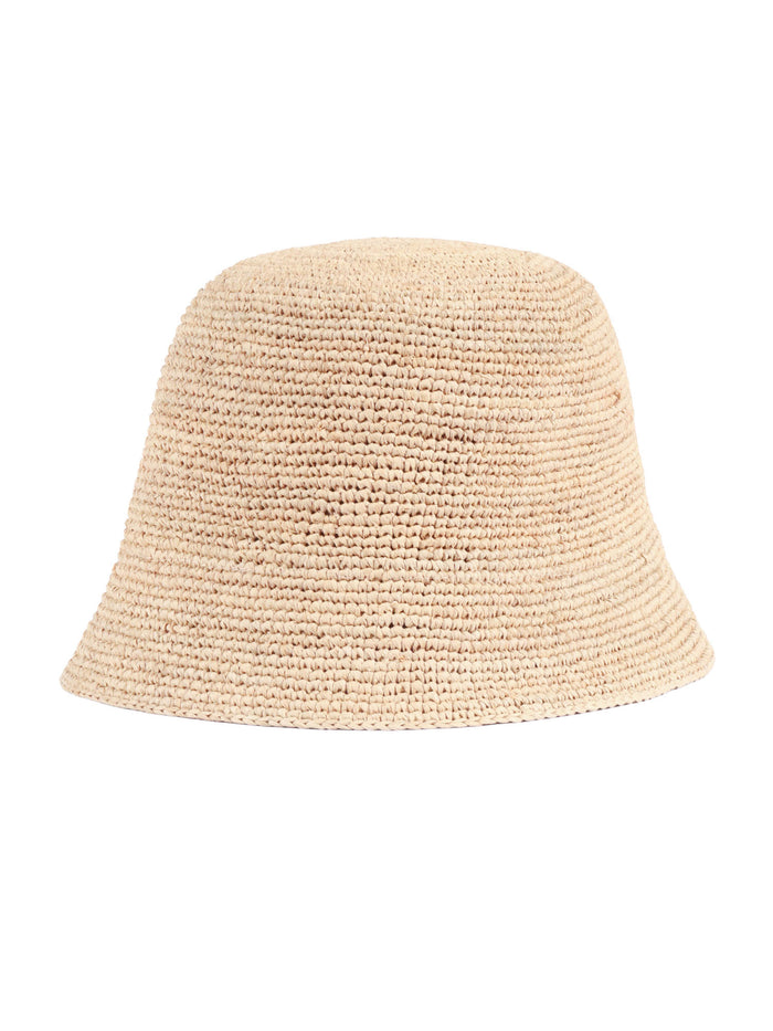 Hat - Andao Tea Beige Raphia Fabric 2 Leather