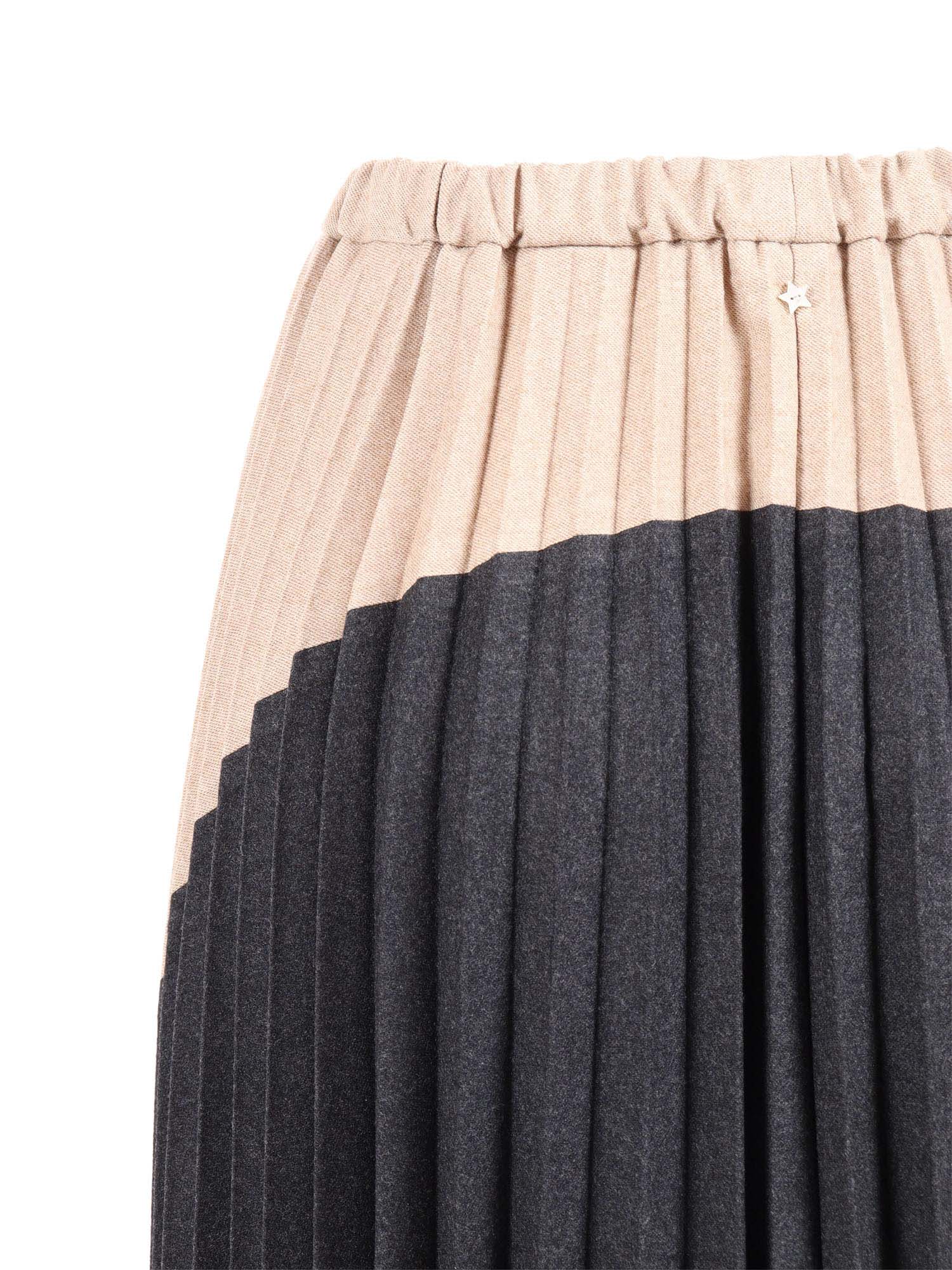 Plisse Skirt Beige Wool Polyester Elastane