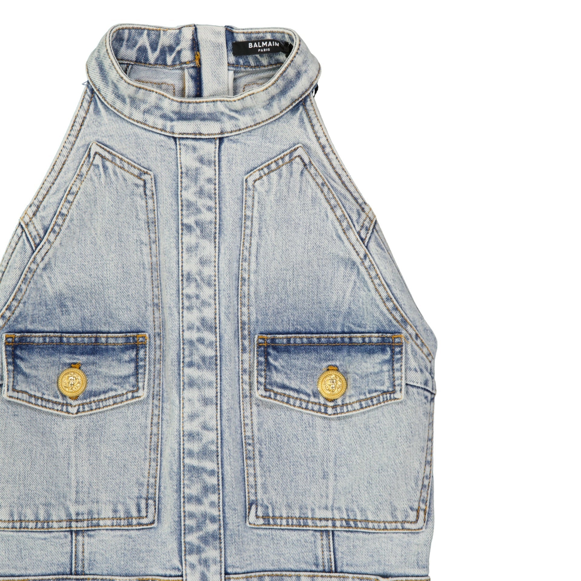 Denim Mini Dress Blue Cotton Elastane