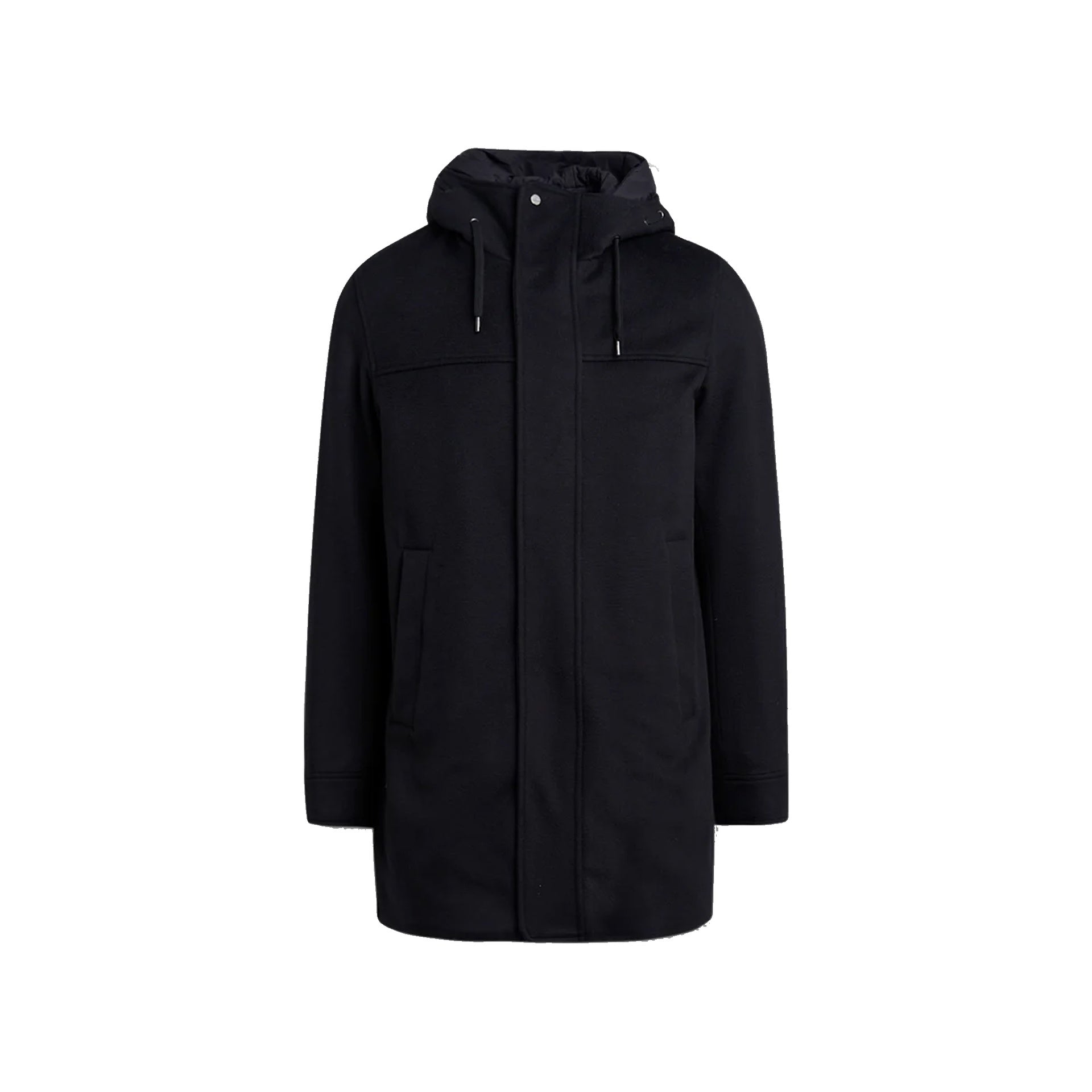 Herno Wool Cashmere Hooded Coat Black