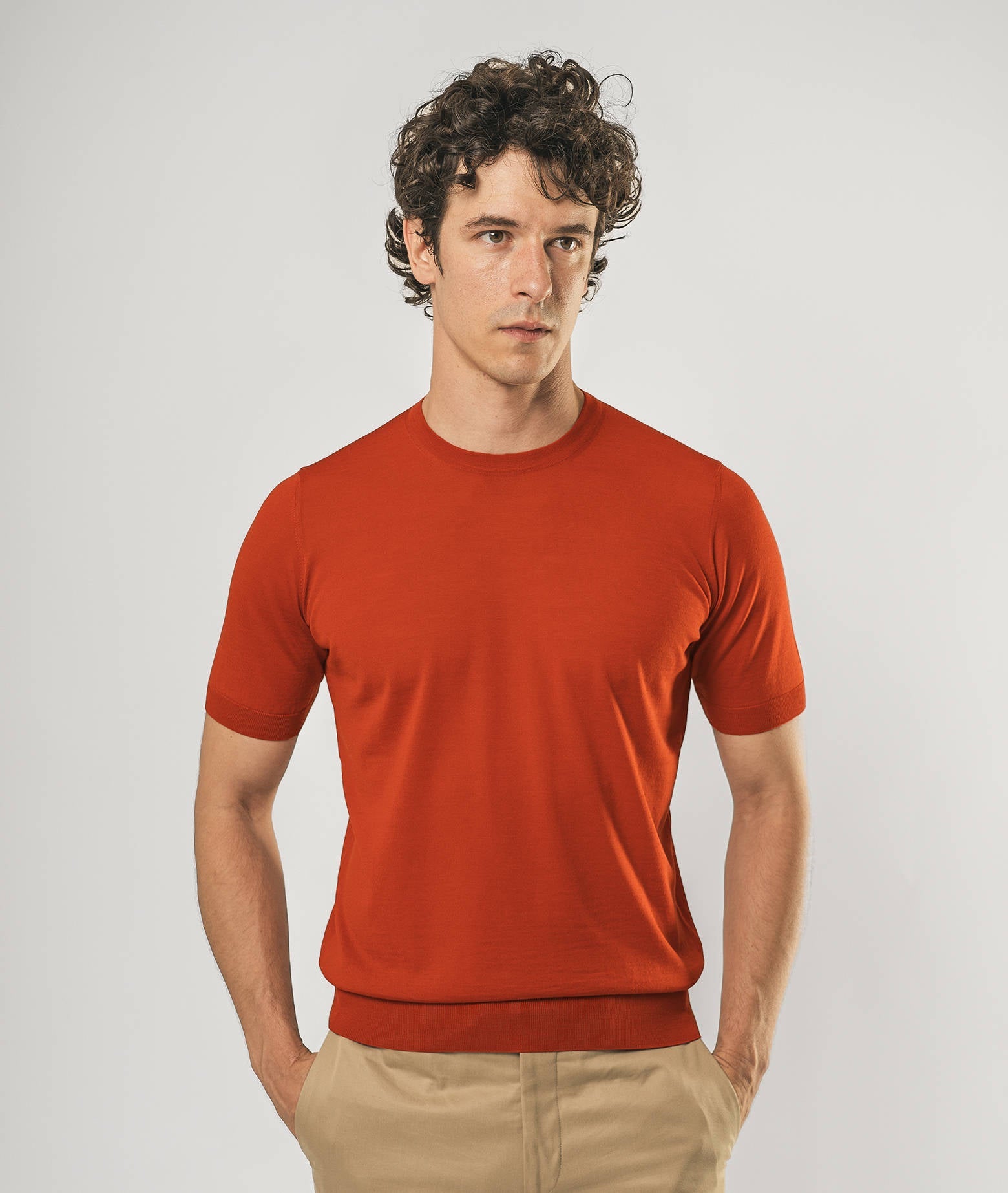 Wool T-Shirt Mentone Blue Round Neck