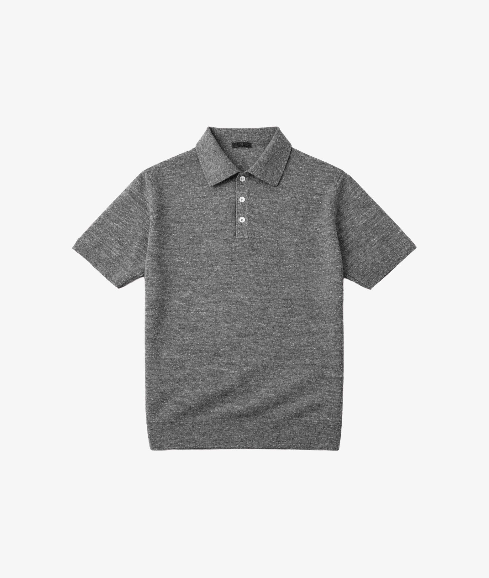 Radama Linend And Cotton Polo Shirt Blue Knitwear