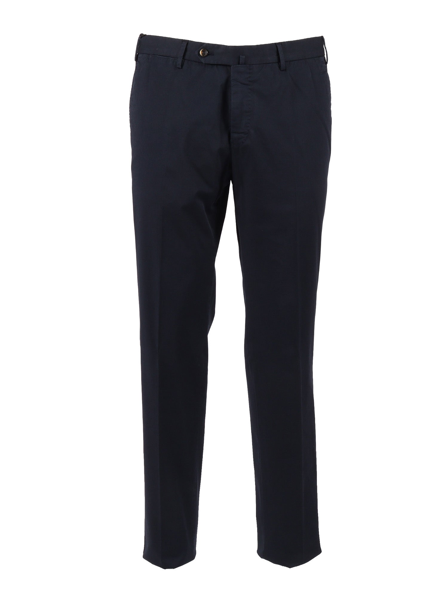 SLIM, Flat Front, Diagonal Pockets, Unfinished B. Blue Cotton Elastane Pant
