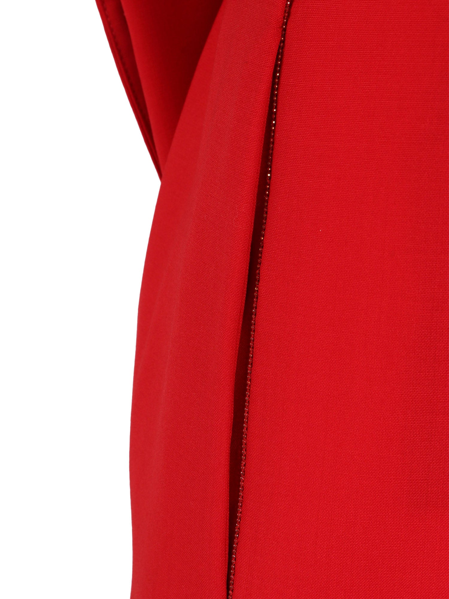 Bistretch Wool Wide Leg Trousers With Filo Diamante Detail Red