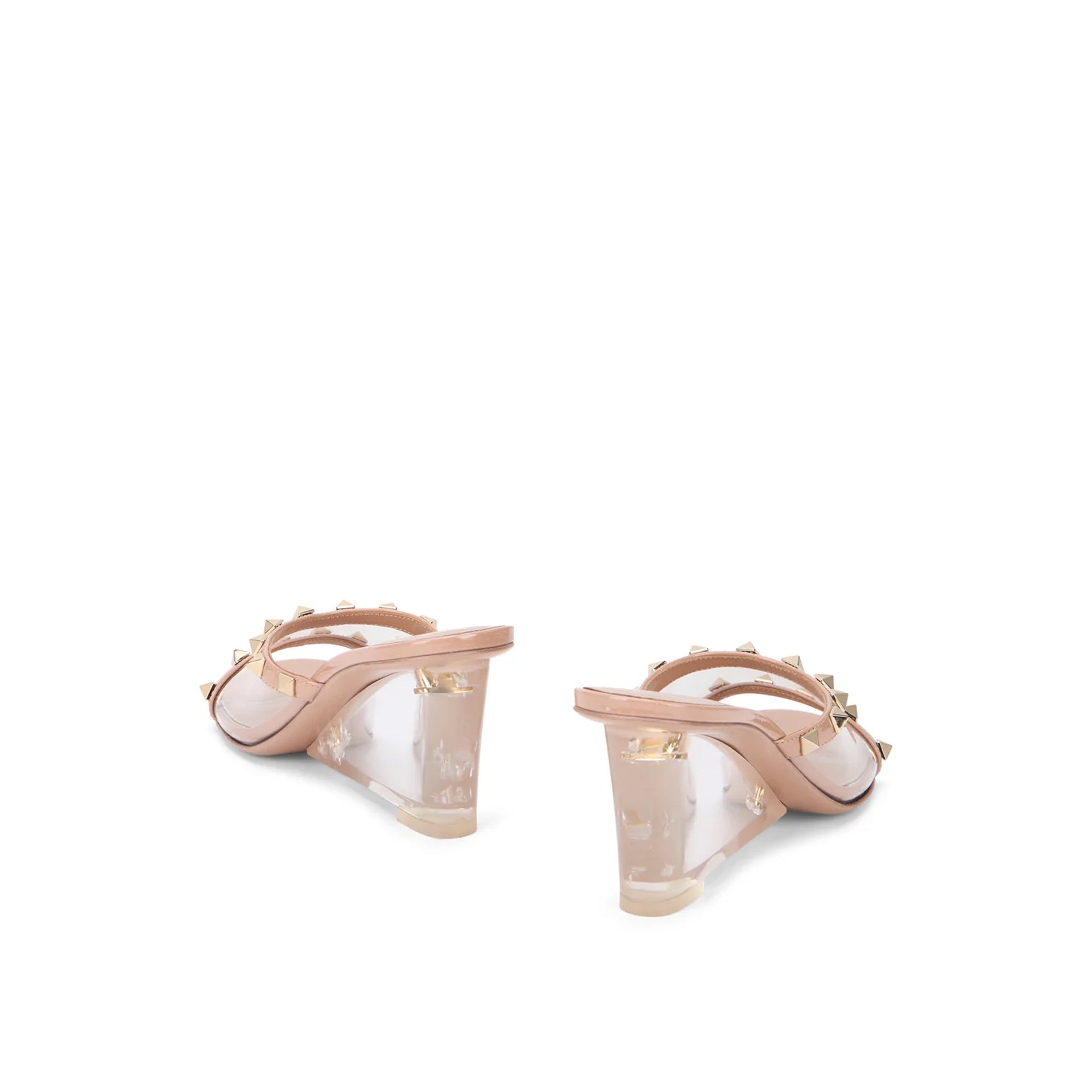 Valentino Garavani Rockstud Transparent Mules Beige Leather