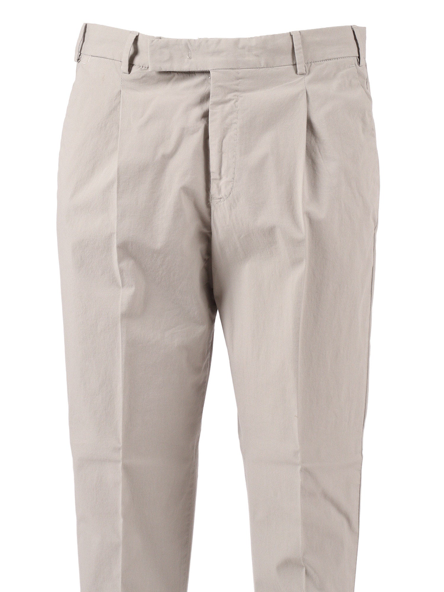 REBEL 1 Pleat, Diagonal Pockets, Flap Back Turn-Up Grey Cotton Elastane Pant