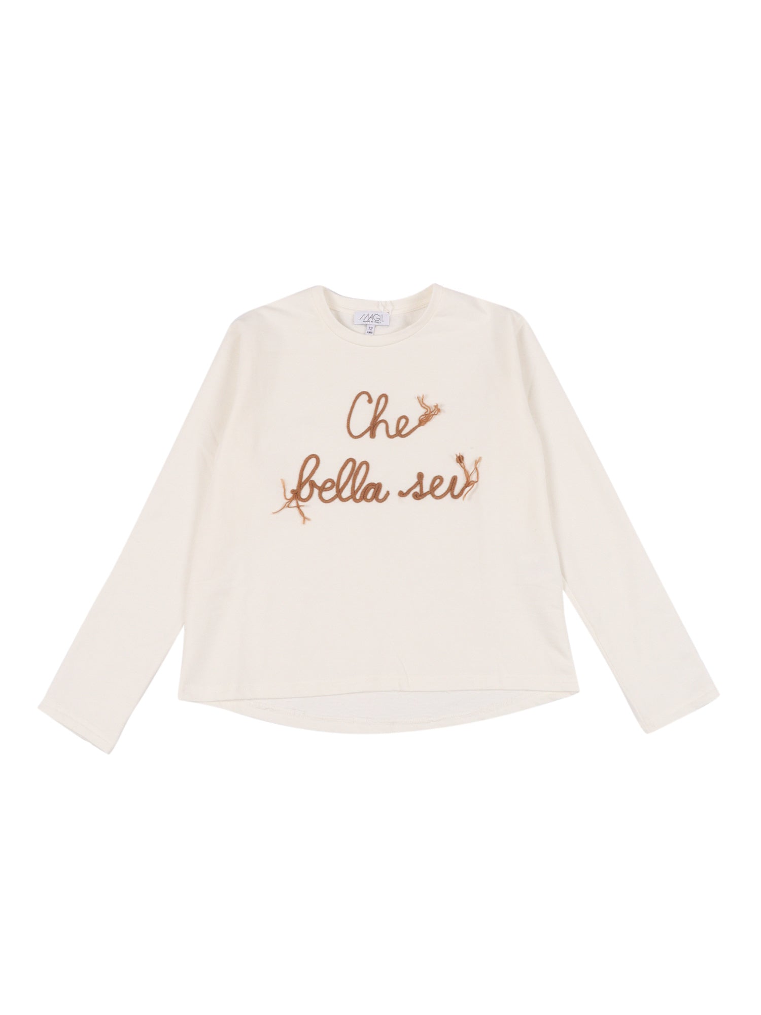 Che Bella Sei Embroidered Sweater Beige Crewneck