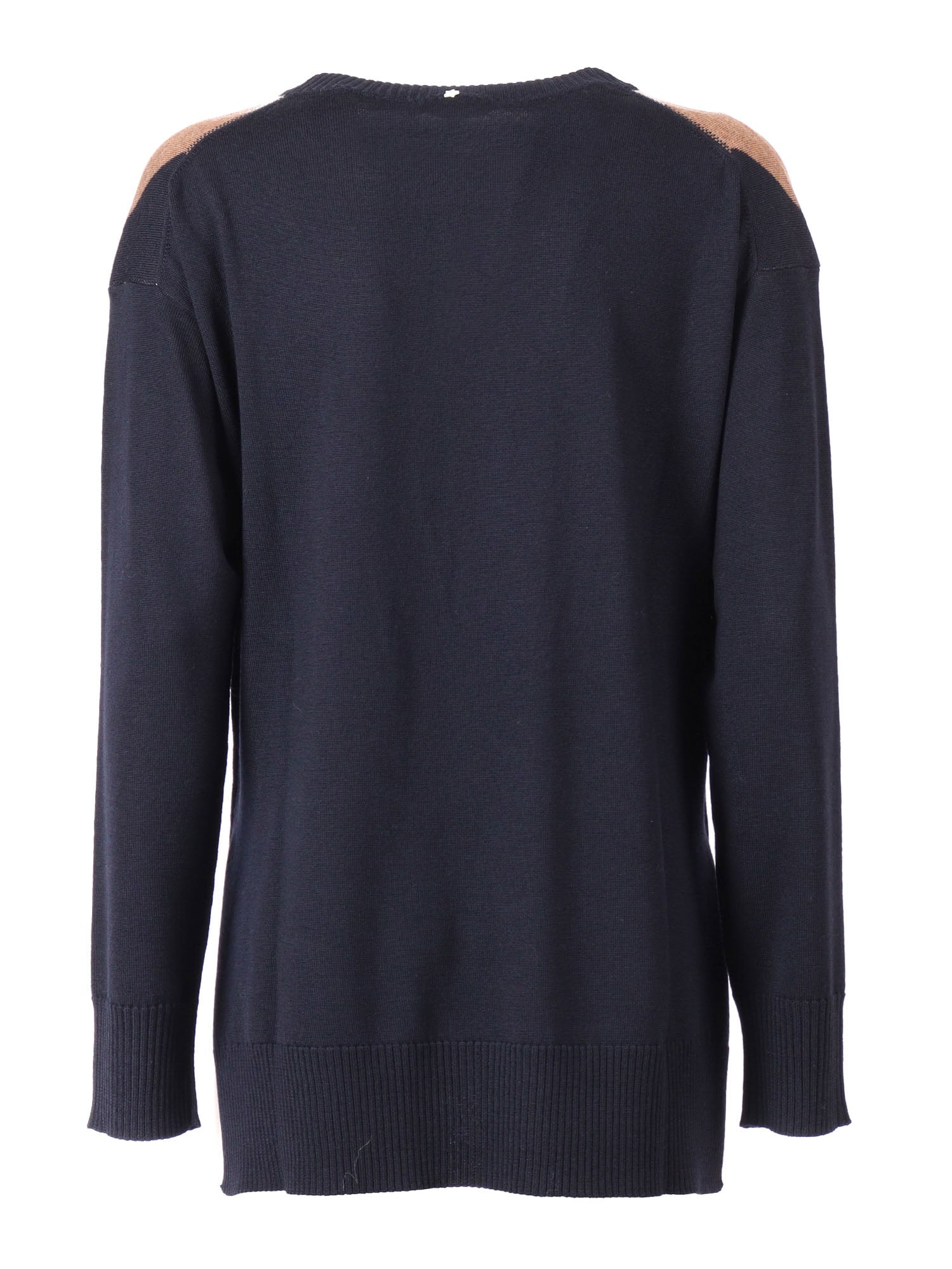 Knit Choker Blue Virgin Wool Viscose Polyester Crewneck