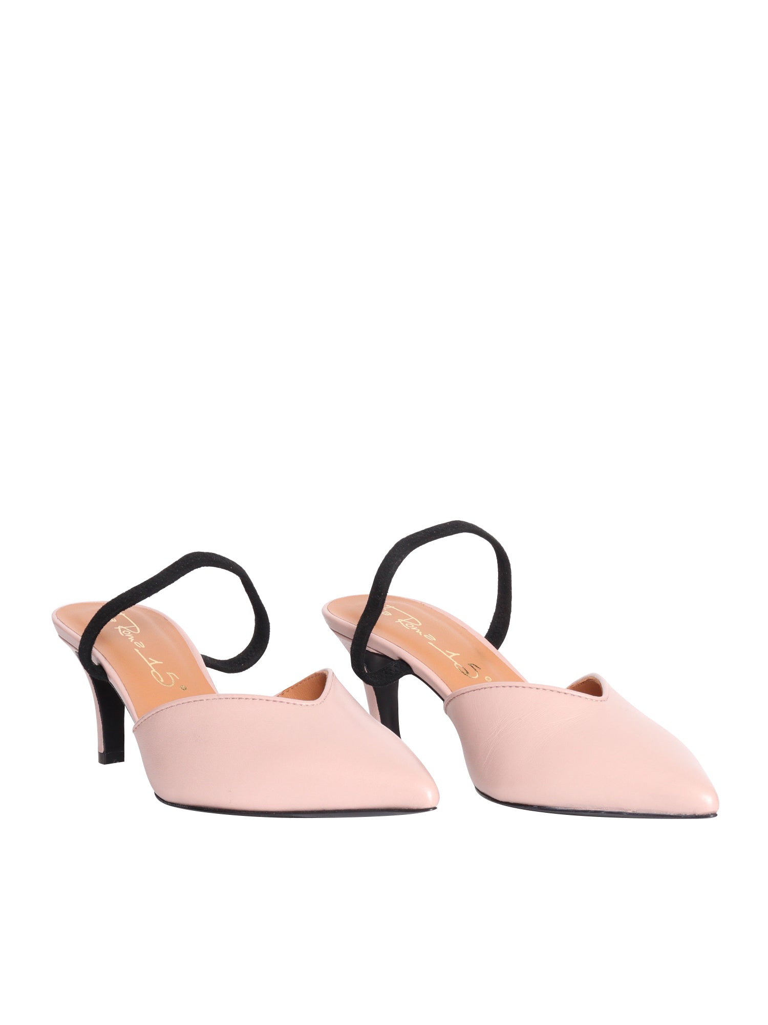 Pink slingback with strap Leather Sole In Pump