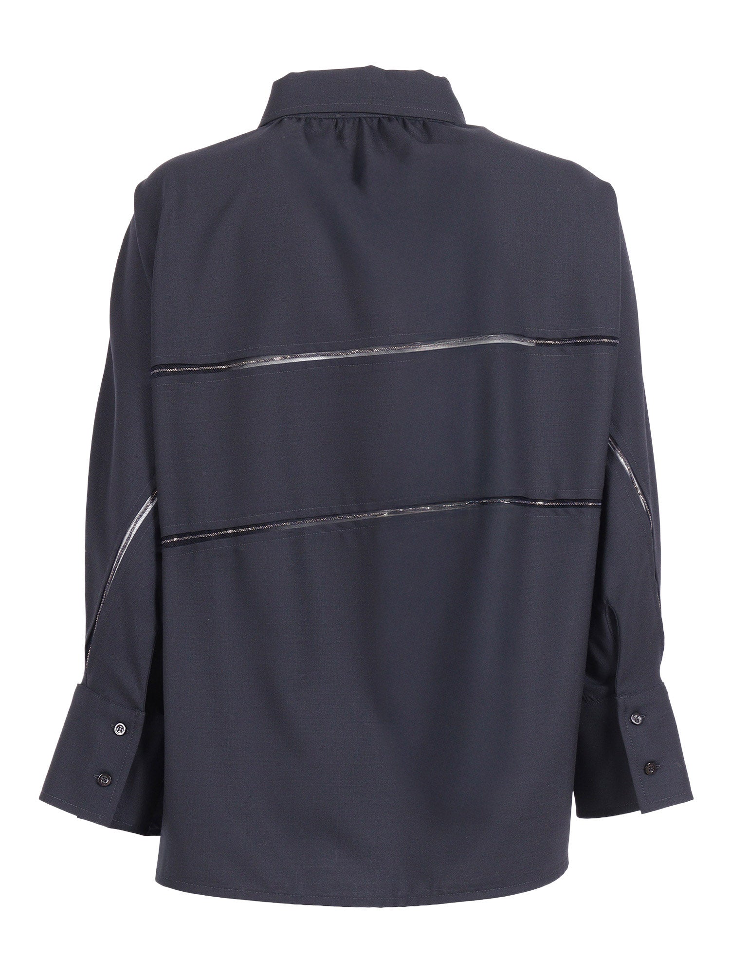 BISTRETCH WOOL 3-4 SLEEVE SHIRT,TULLE AND FILO DIAMANTE Blue Polyamide Elastane Blouse