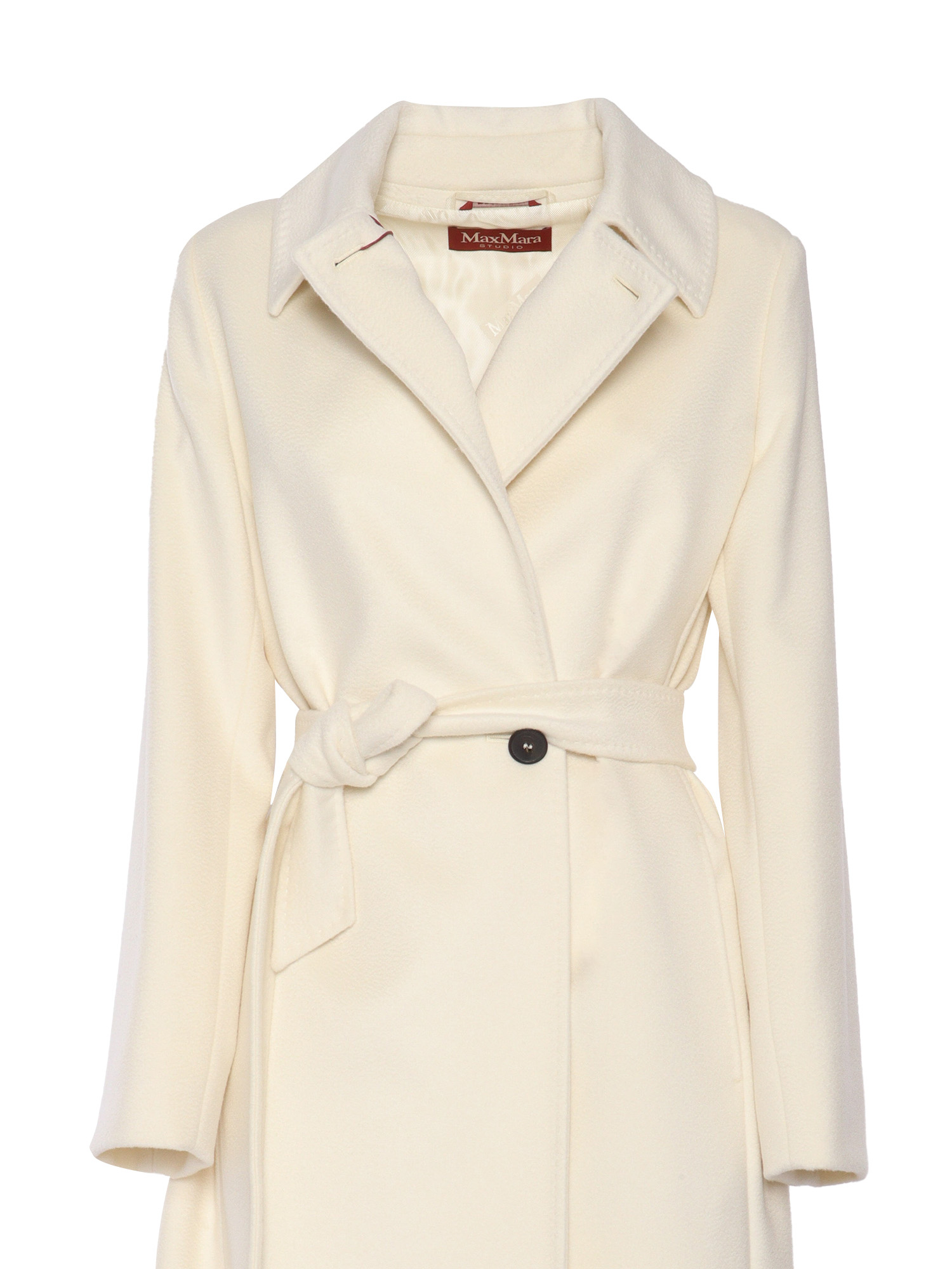 Coat White Virgin Wool Lining Viscose
