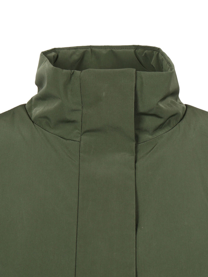 Ella Wool Nylon Mix Down Jacket Green Long Puffer