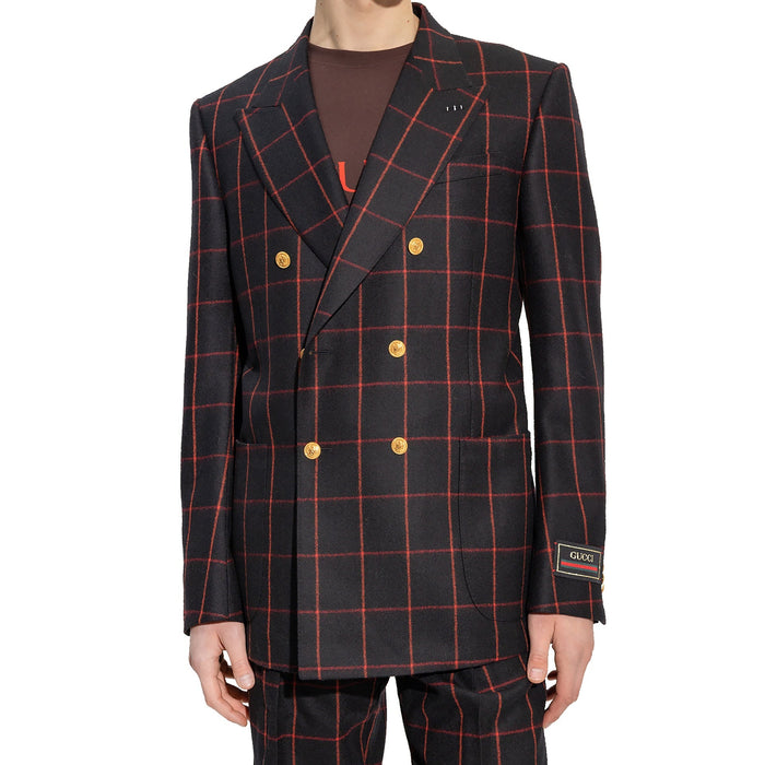 Wool Checked Blazer Black