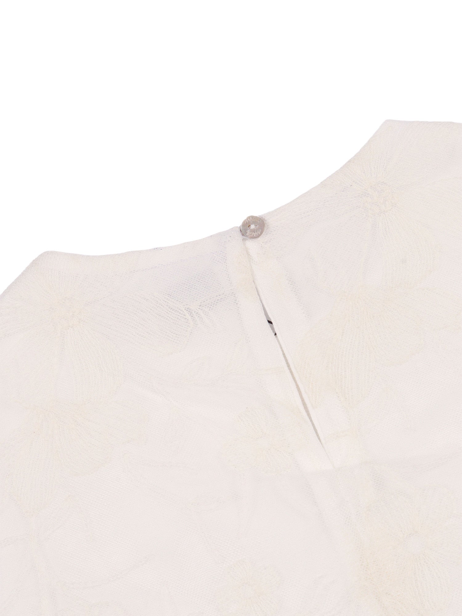 Double-layer tulle top with floral embroidery White