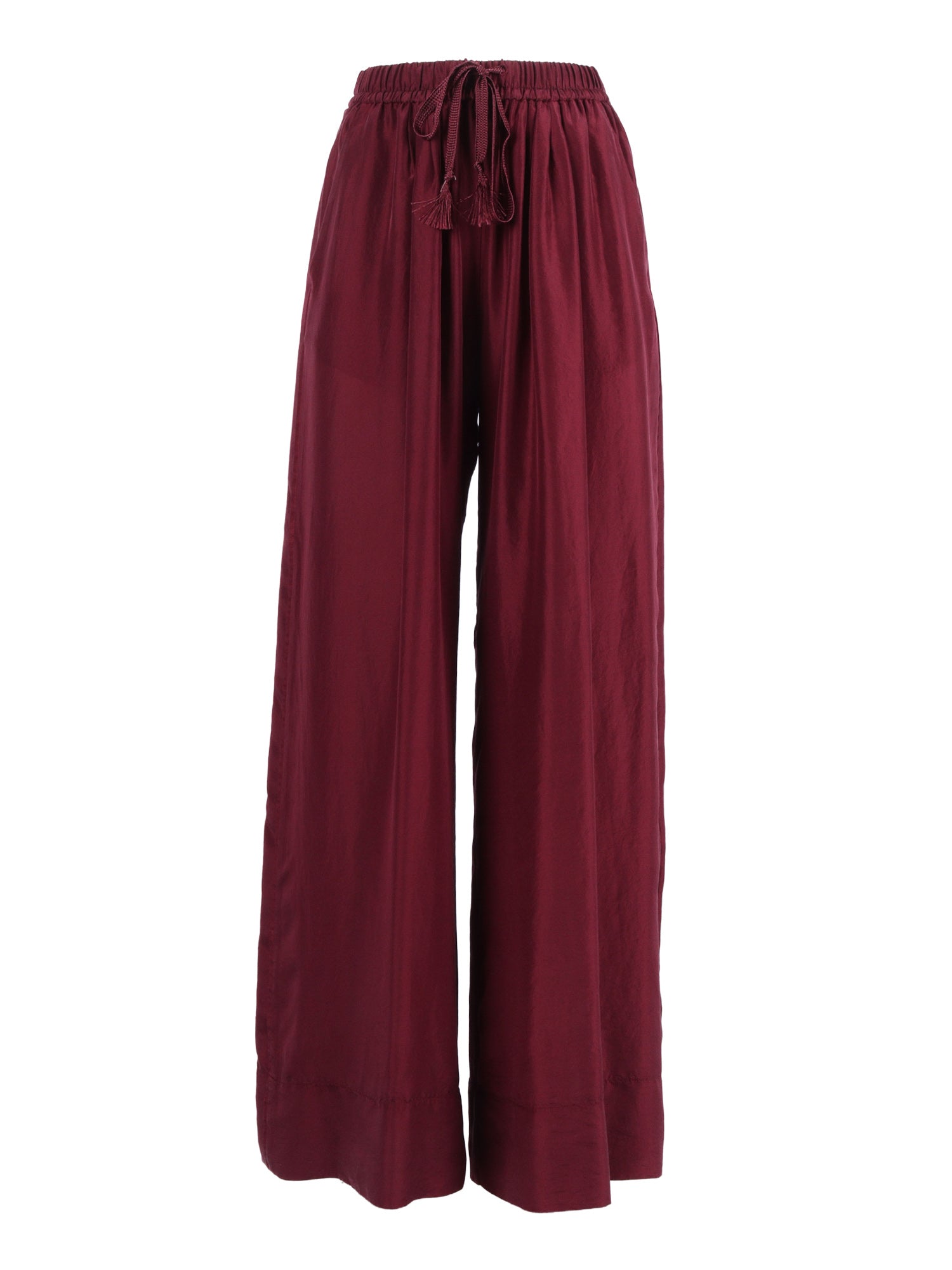 Drawstring Trousers Silk Habotai Bordeaux
