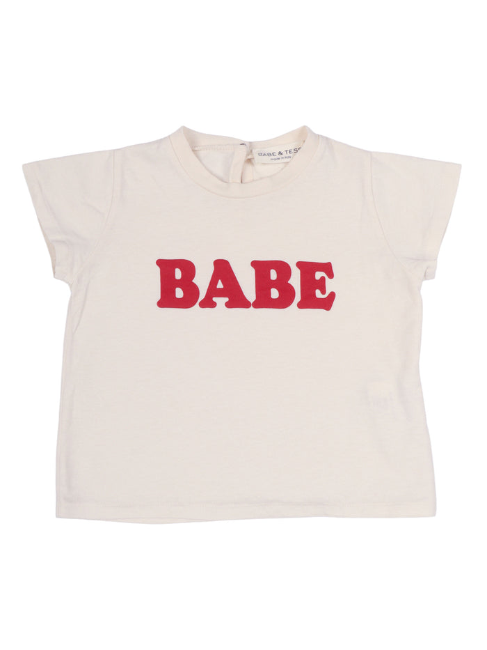 Babe T-Shirt Beige Cotton Short Sleeves