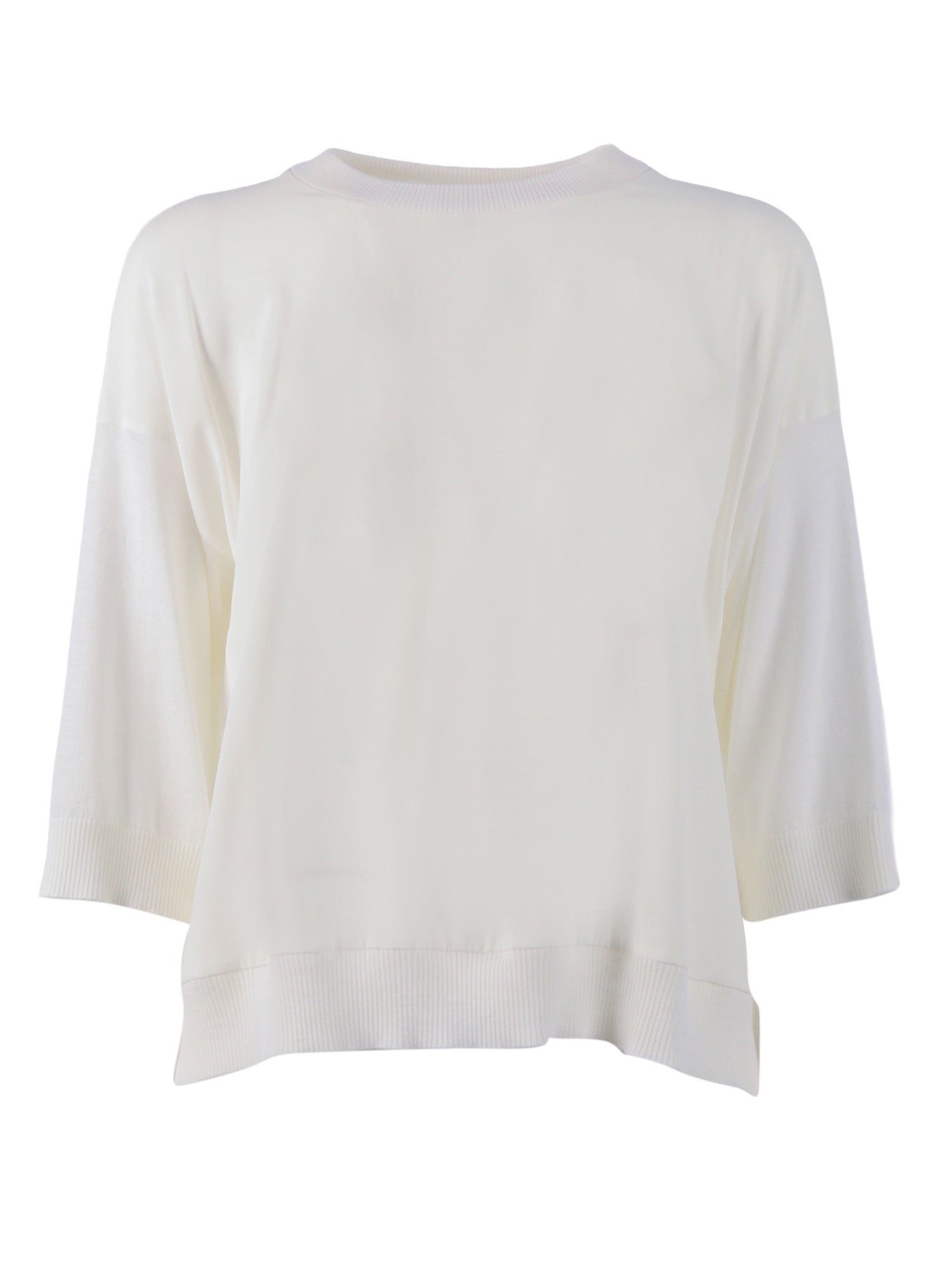 KNITTED SWEATER White Acetate Silk Elastane Crewneck