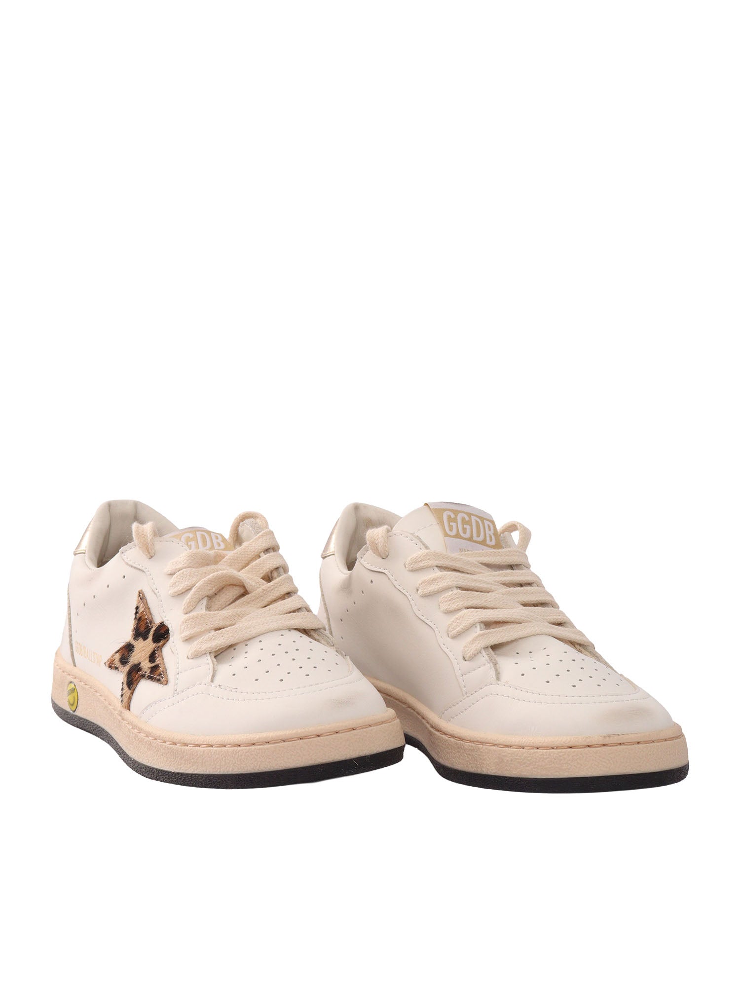 BALL STAR LEATHER UPPER TOE TONGUE AND SPUR HORSY LAMINATED HEEL White Kid Sneaker