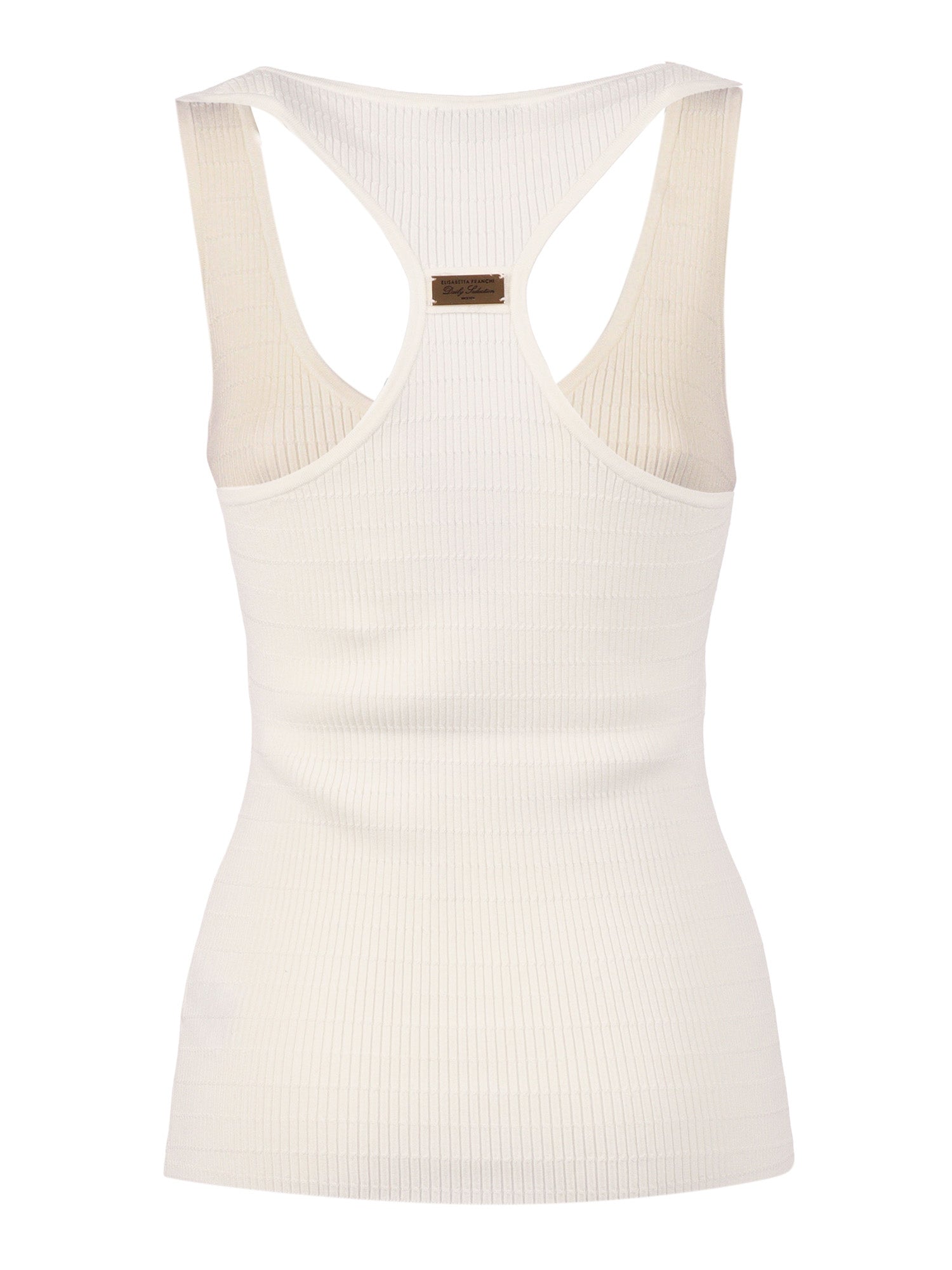 Womans Knitted Top White Lyocell Polyamide Silk