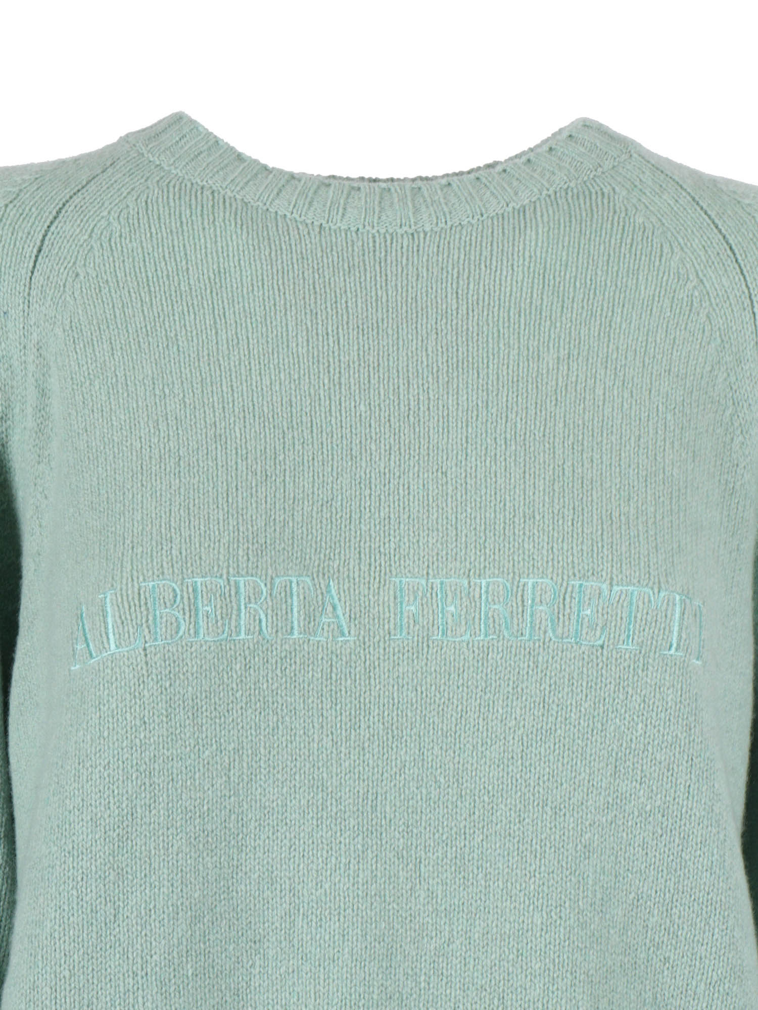 Sweater Green Cashmere Wool Crewneck