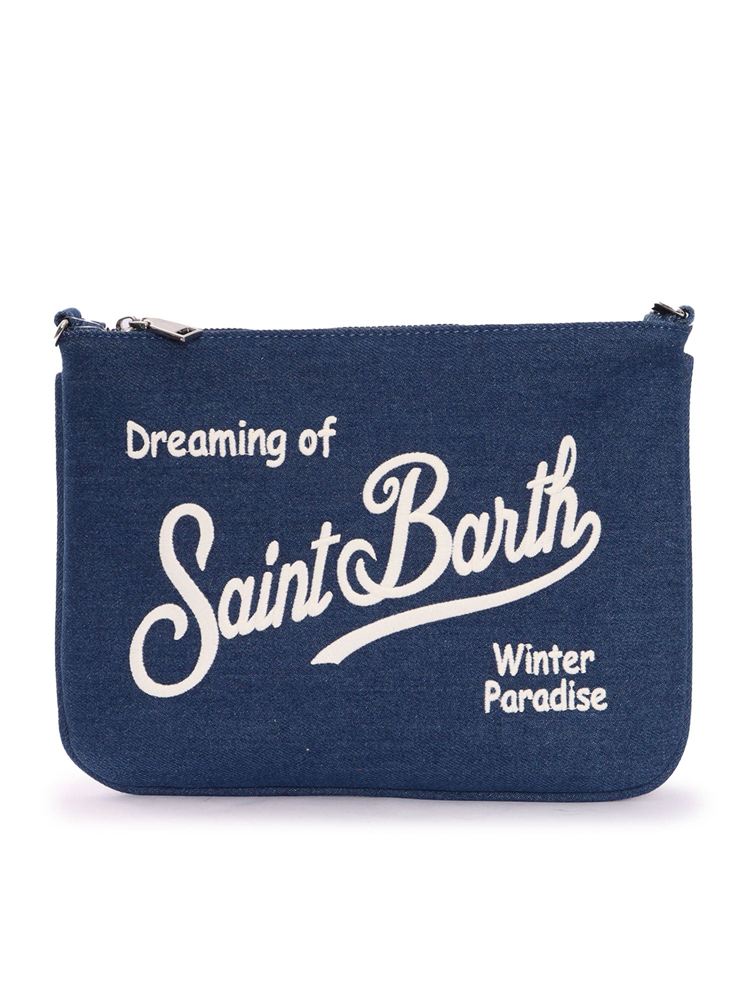 Parisienne Denim-Denim Emb Blue Cotton Polyester Clutch Bags