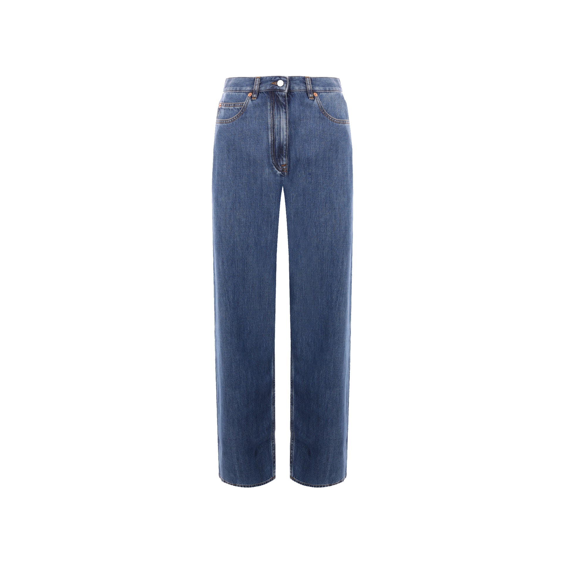 Wide Leg Denim Jeans Blue Cotton Lyocell