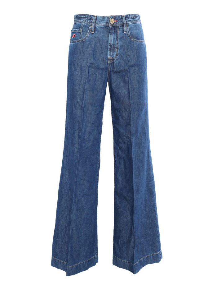Blue flared jeans Cotton Linen