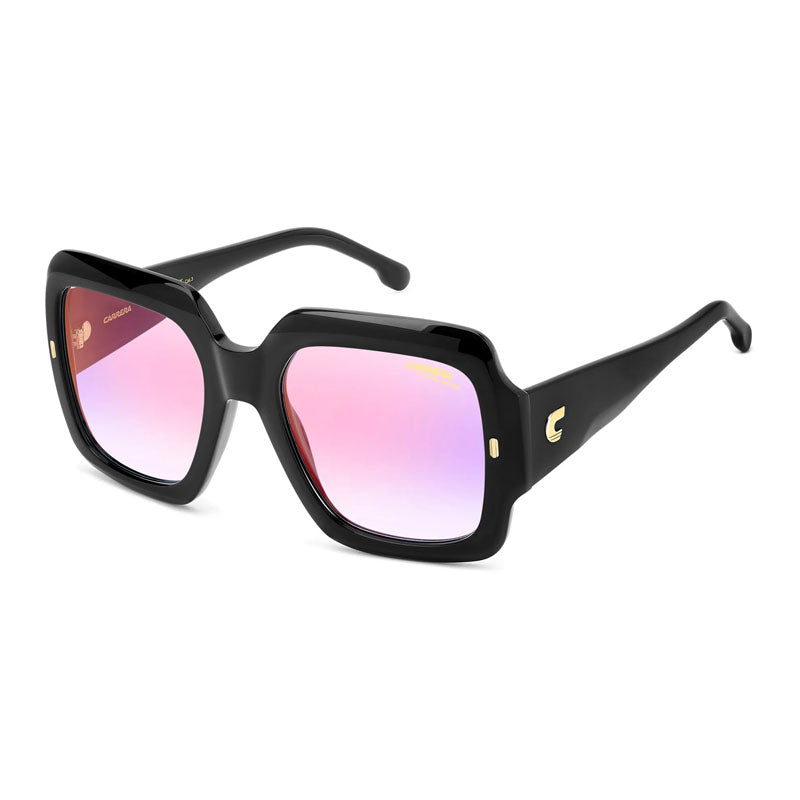 Carrera Sunglasses Square Full Rim, Black Frame And Multilayer Violet Lens Carrera3004-S0807te