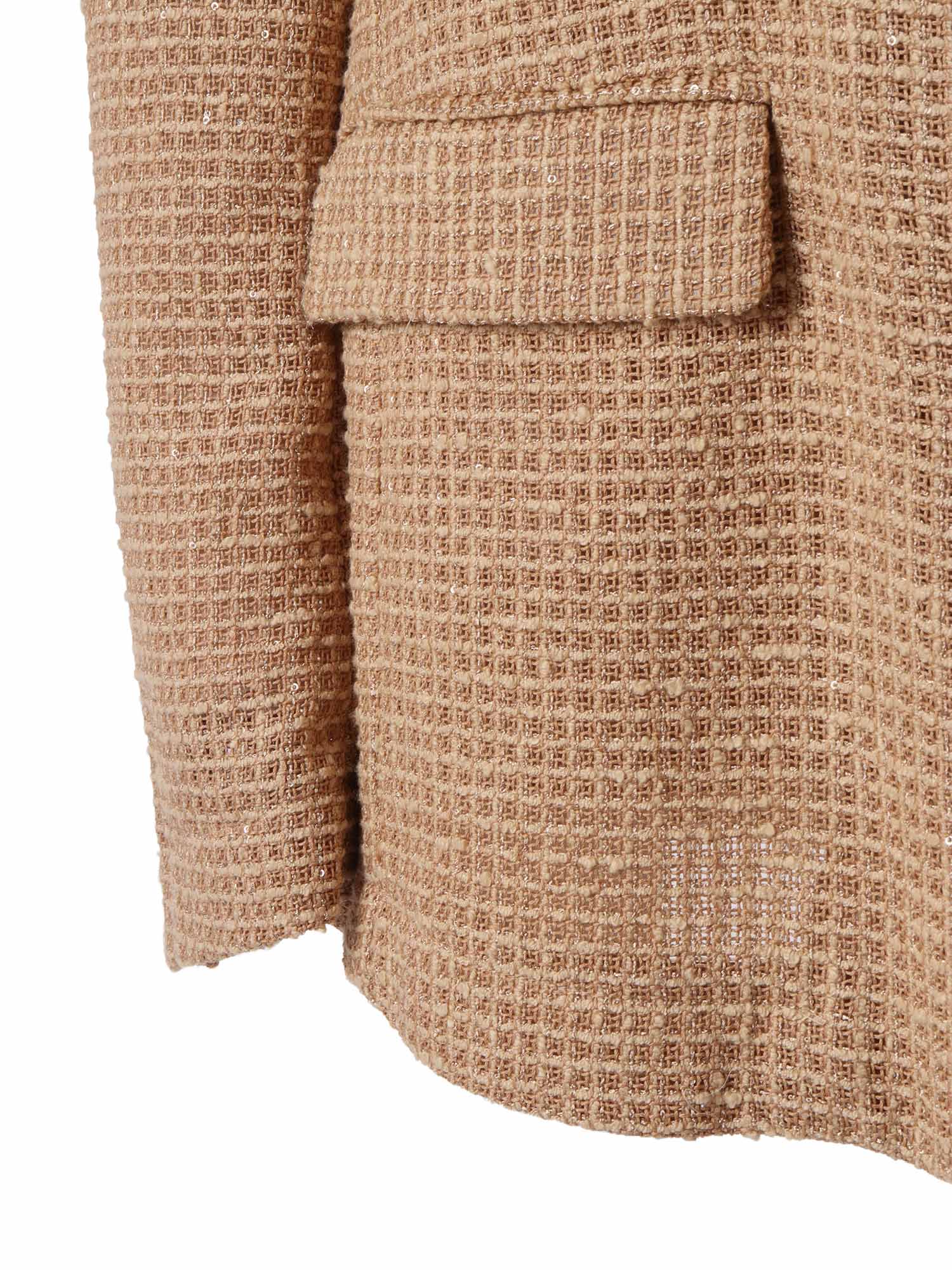 SEQUIN MESH SINGLE BREASTED JACKET Brown Cotton Polyamide