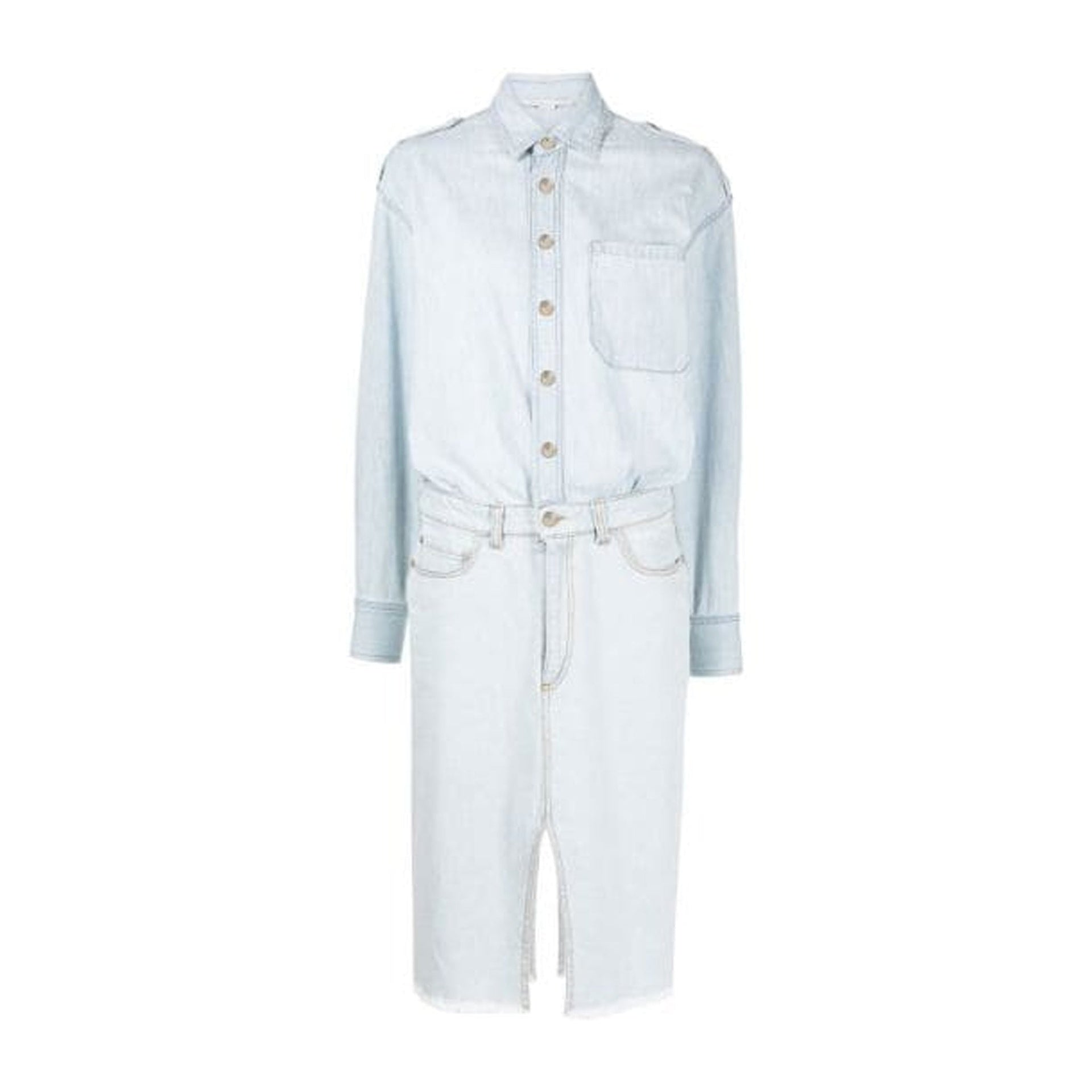 Stella Mccartney Denim Shirt Dress Blue Cotton Elastane