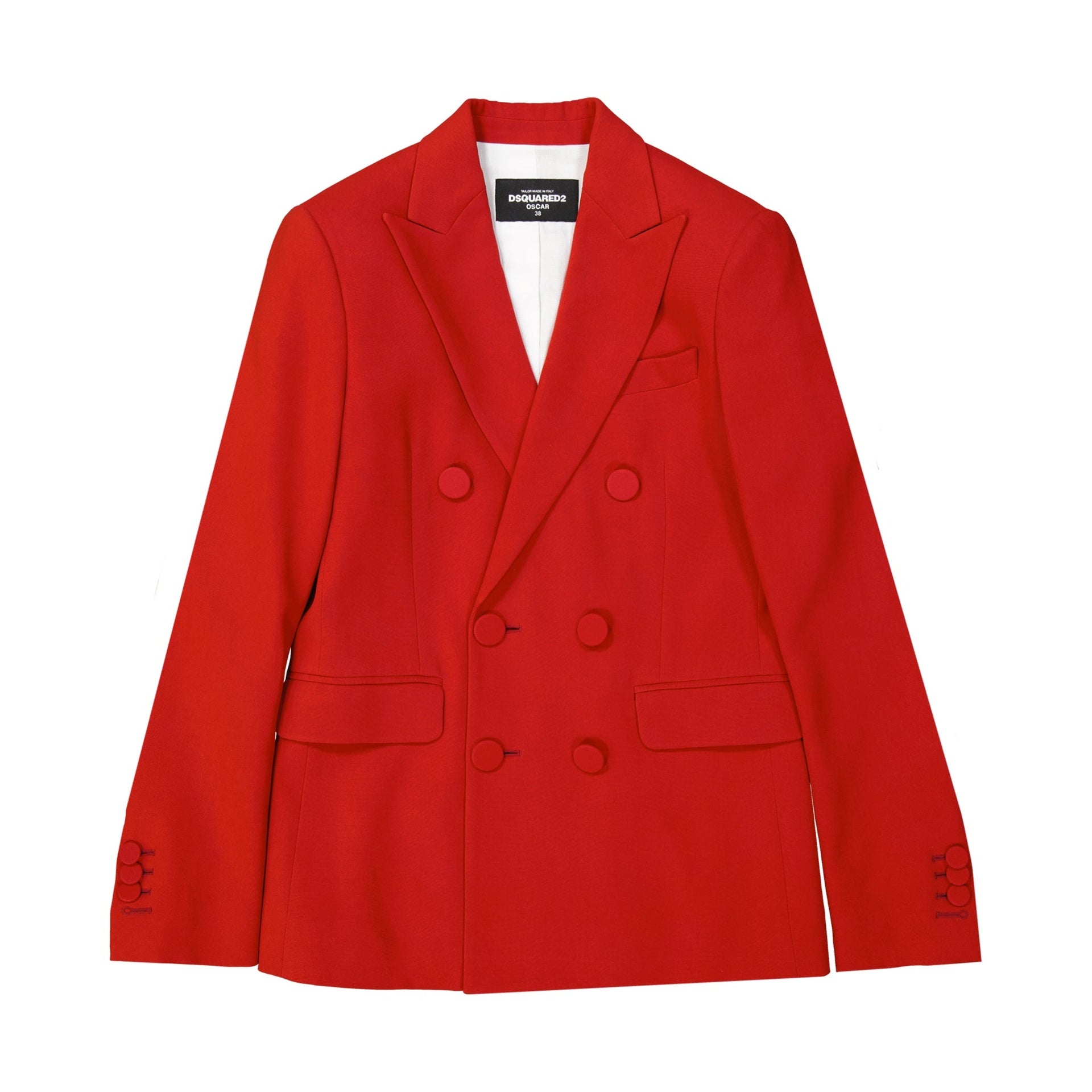 Double-Breasted Jacket Red Viscose Elastane