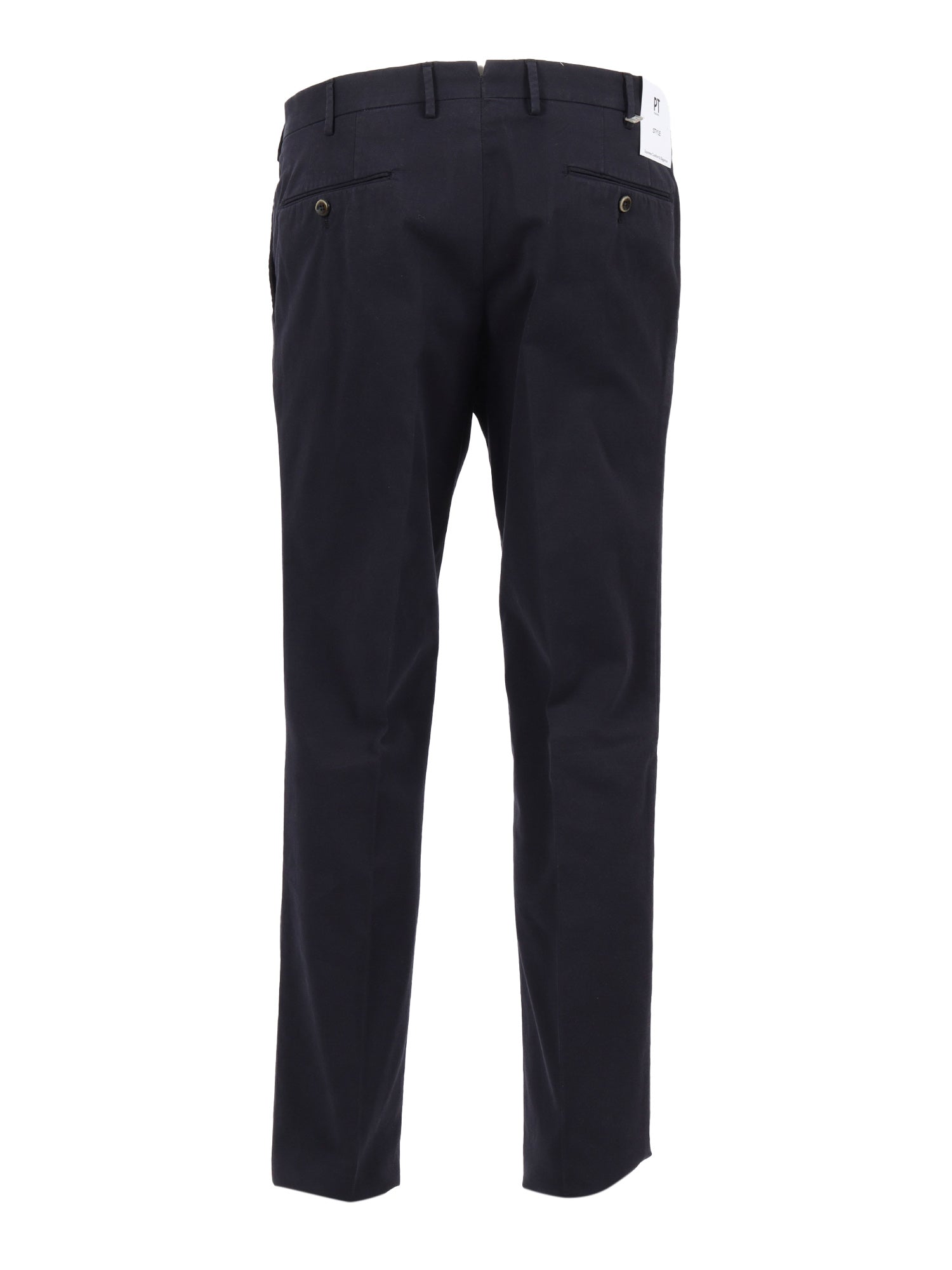 SLIM, Flat Front, Diagonal Pockets, Unfinished Blue Cotton Elastane Pant