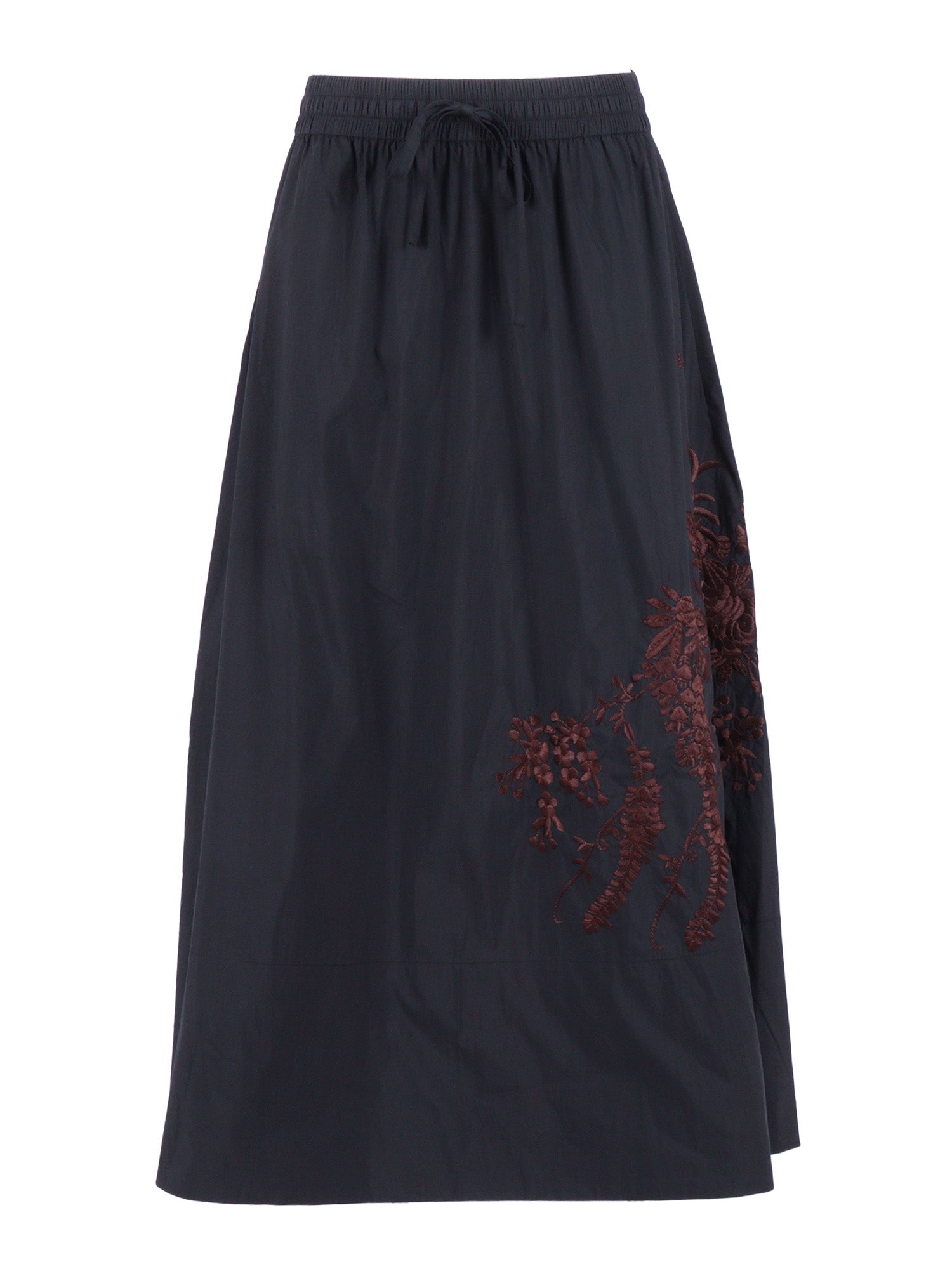 SKIRT WITH EMBROIDERY Black Polyamide Cotton