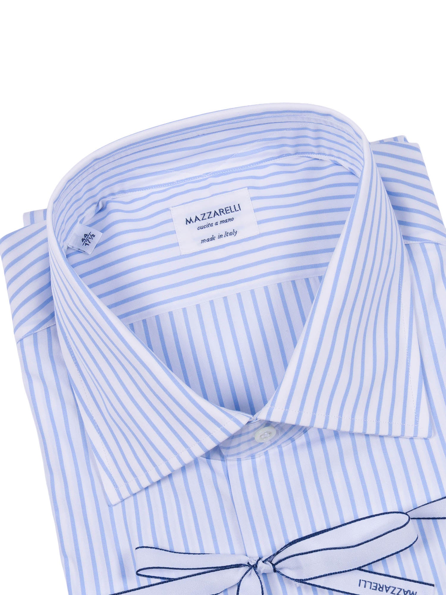 Striped Cotton Shirt Style Slim Fit Light Blue