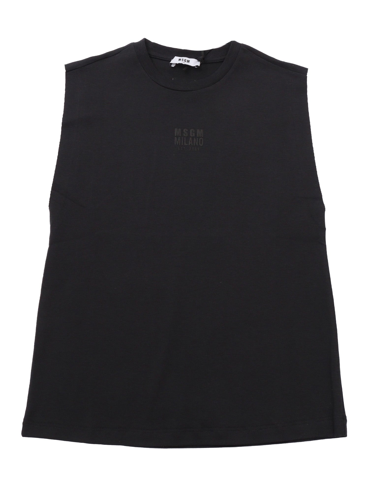 LIGHT INTERLOCK SLEEVELESS UNISEX Black Cotton Top