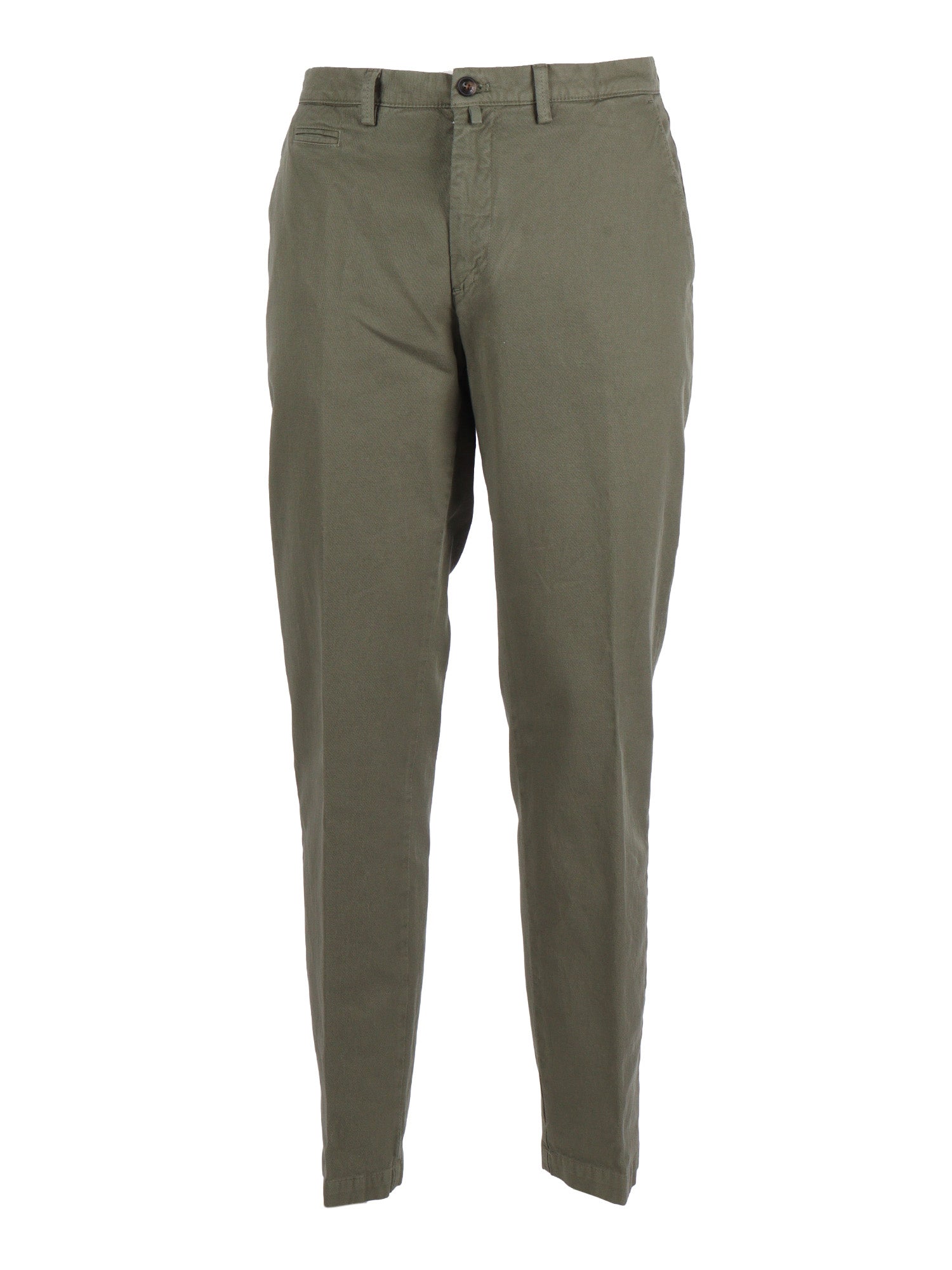 Trousers Green Cotton Linen Elastane