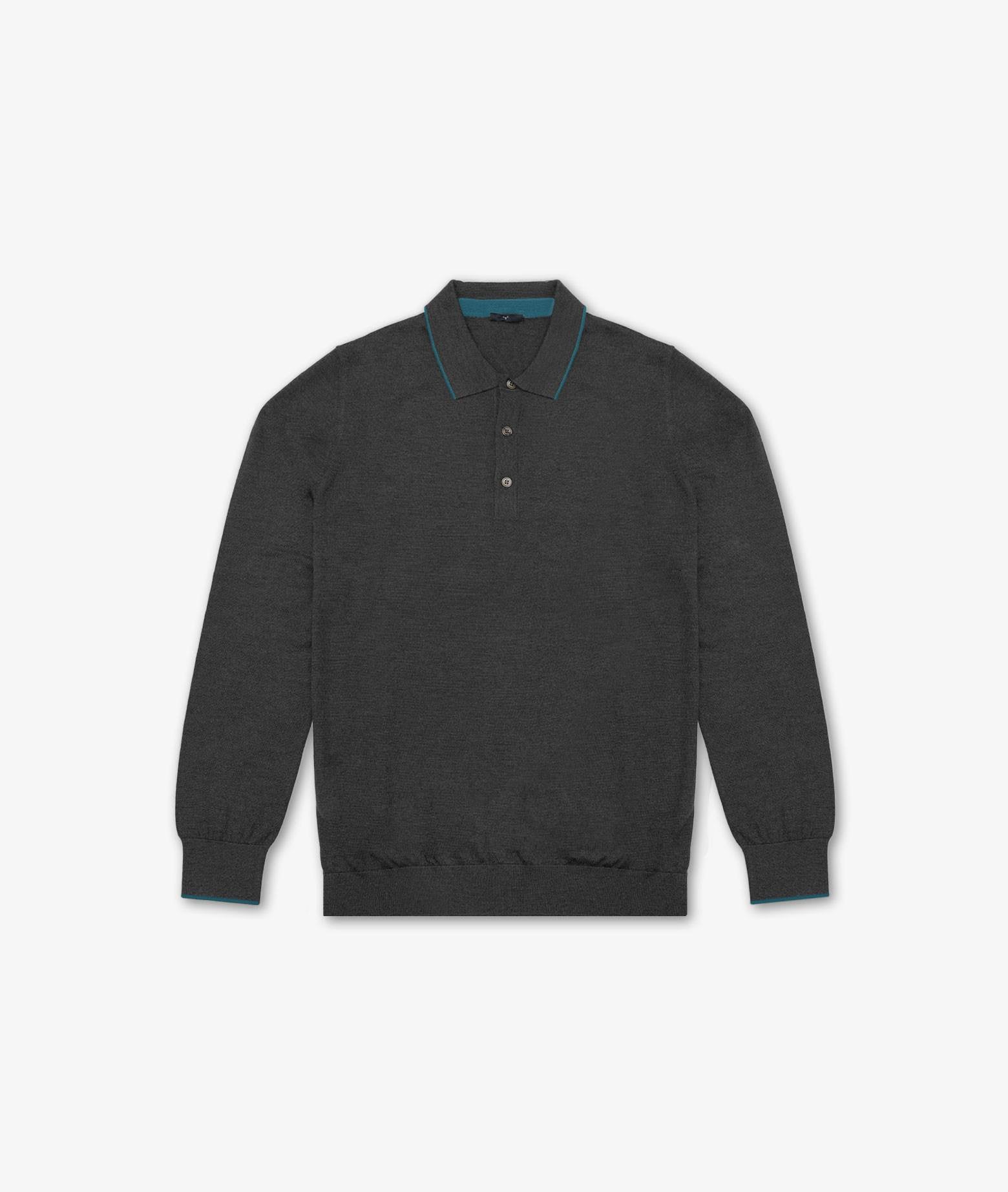 Long Sleeve Polo Shirt Lightgray Pullover M/lunga