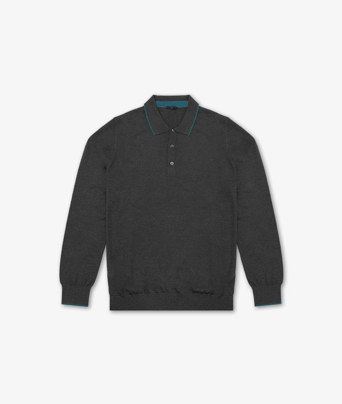 Long Sleeve Polo Shirt Lightgray Pullover M/lunga