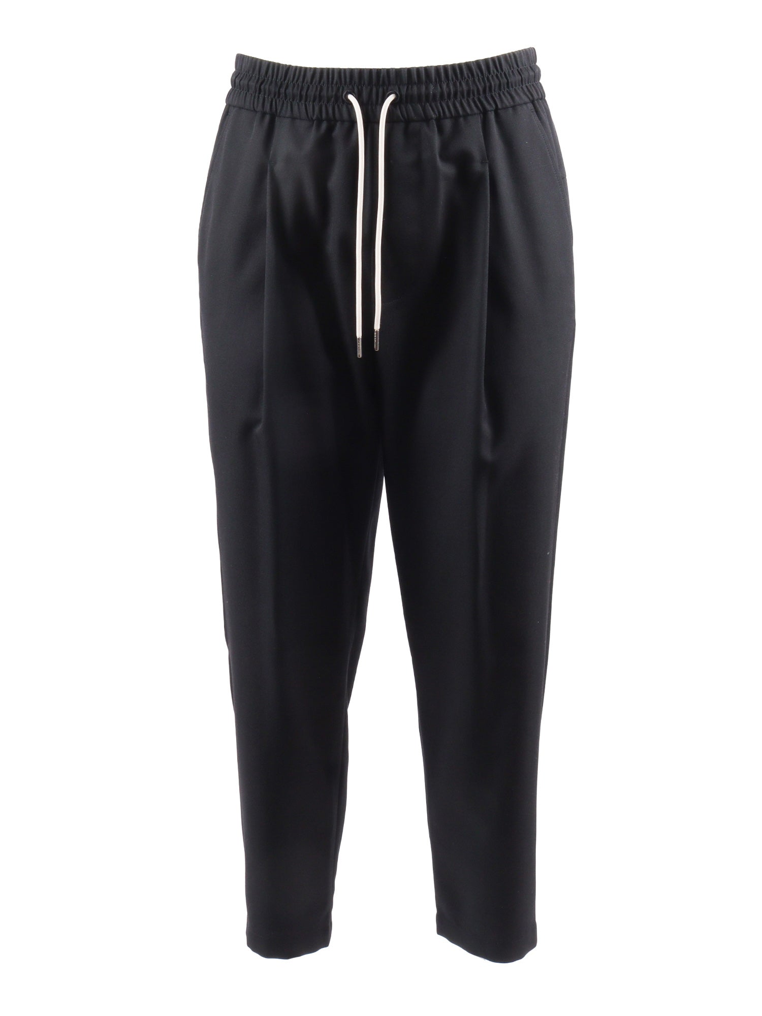 Cropped Pants Black Virgin Wool Polyester