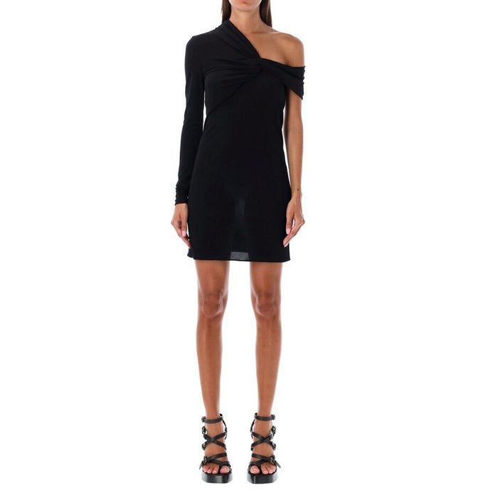 One Sleeve Dress Black Viscose