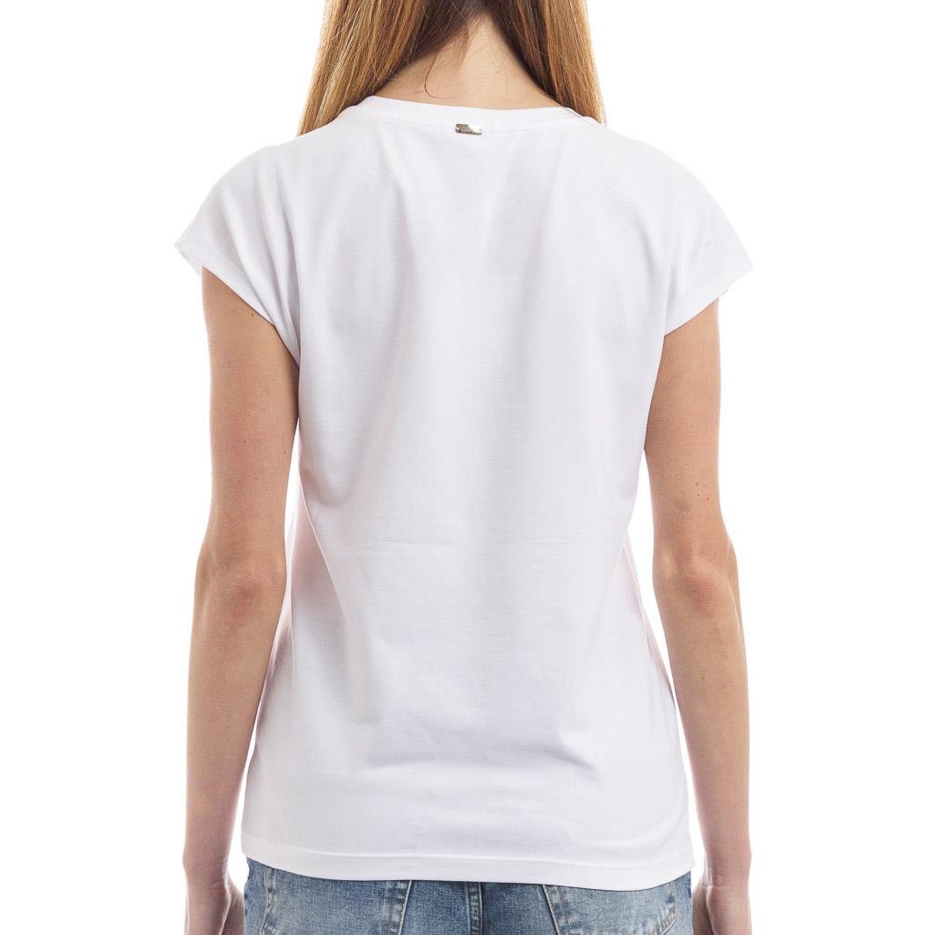 Herno Crystal-Embellished Logo T-Shirt White Cotton Elastane