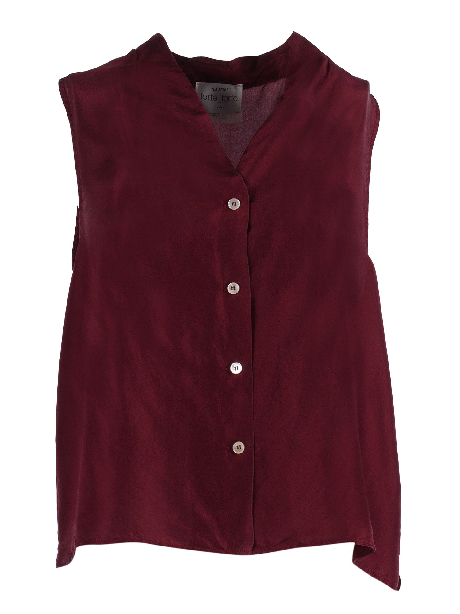 V-Neck Top Silk Habotai Bordeaux