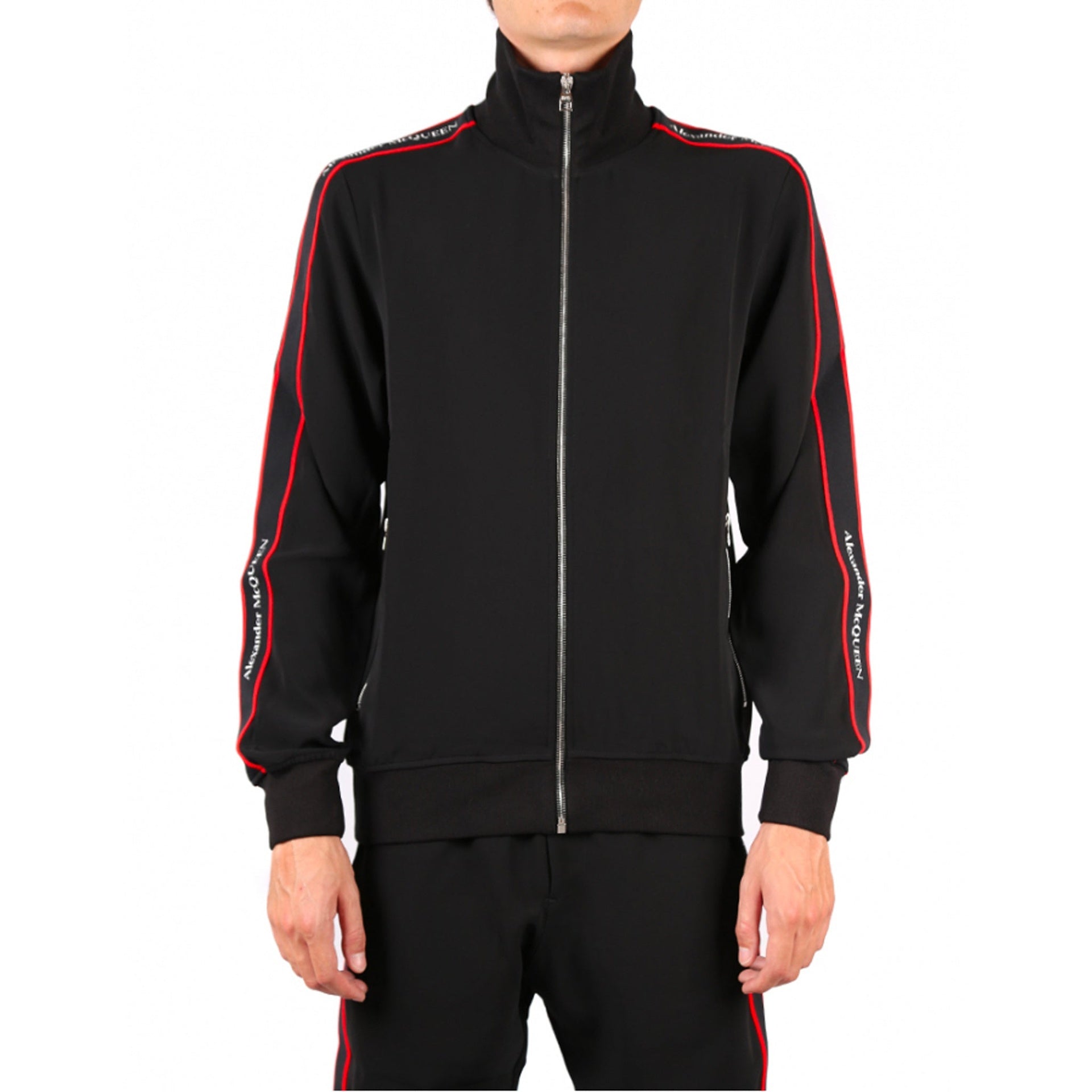 Alexander Mcqueen Logo Zipped Sweatshirt Black Viscose Polyester