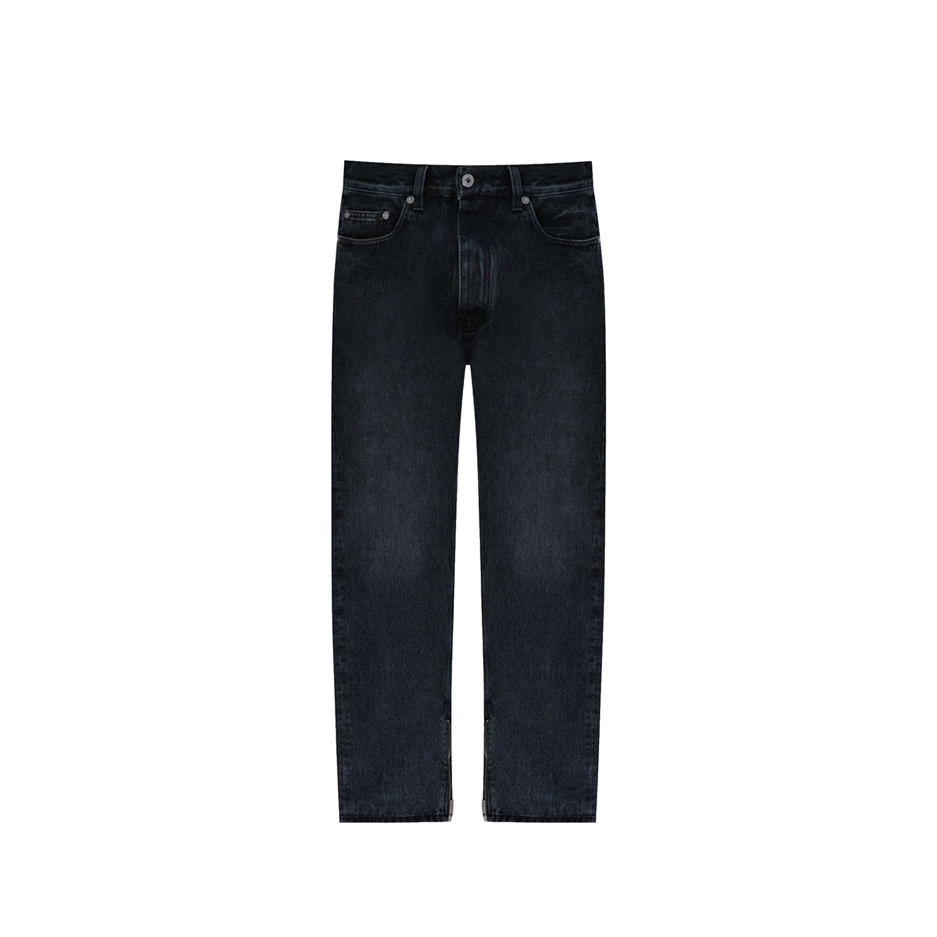 Off-White Washed Denim Jeans Gray Cotton