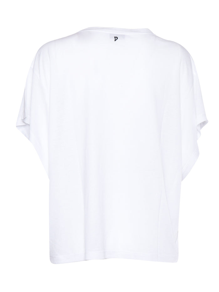 V NECK SWEATER White Modal Silk