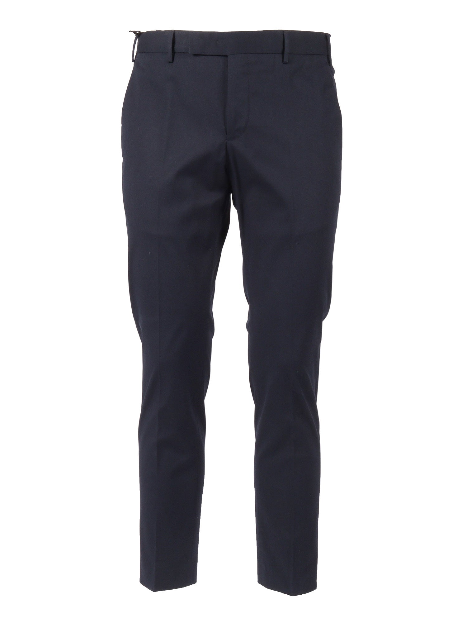DIECI, Flat Front, Diagonal Pockets, Finished B. Blue Cotton Elastane Pant