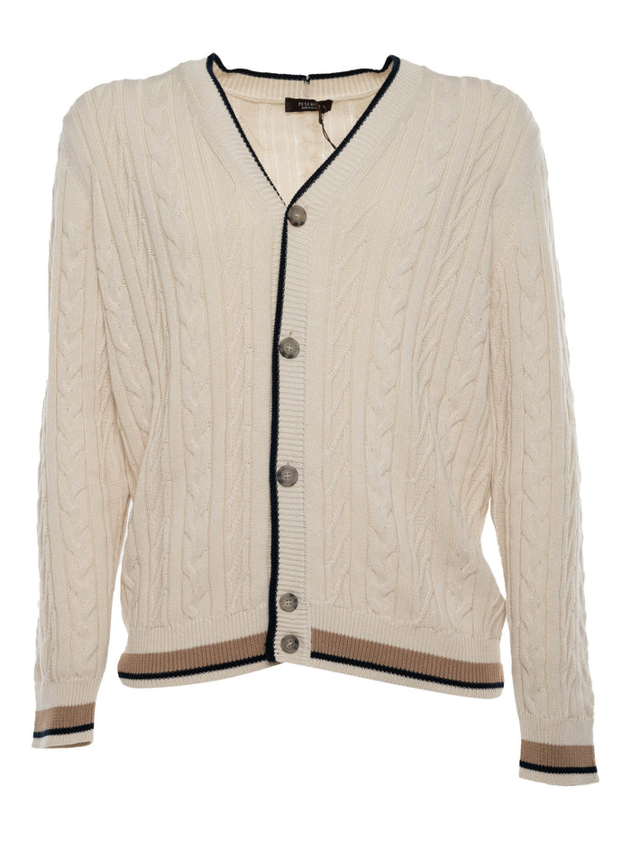 Cable knit cardigan Cream Cotton