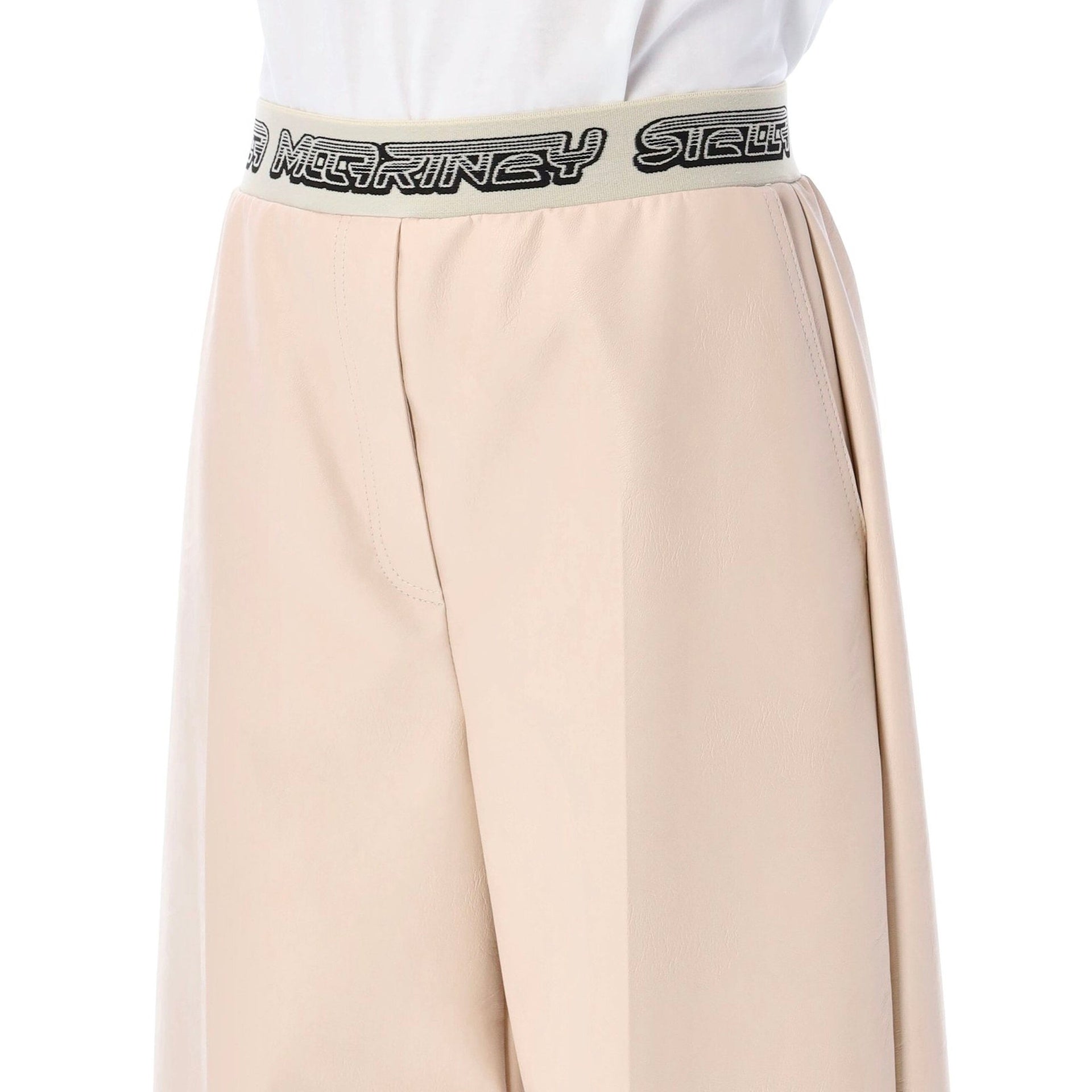 Stella Mccartney Cropped Logo Pants Beige Viscose